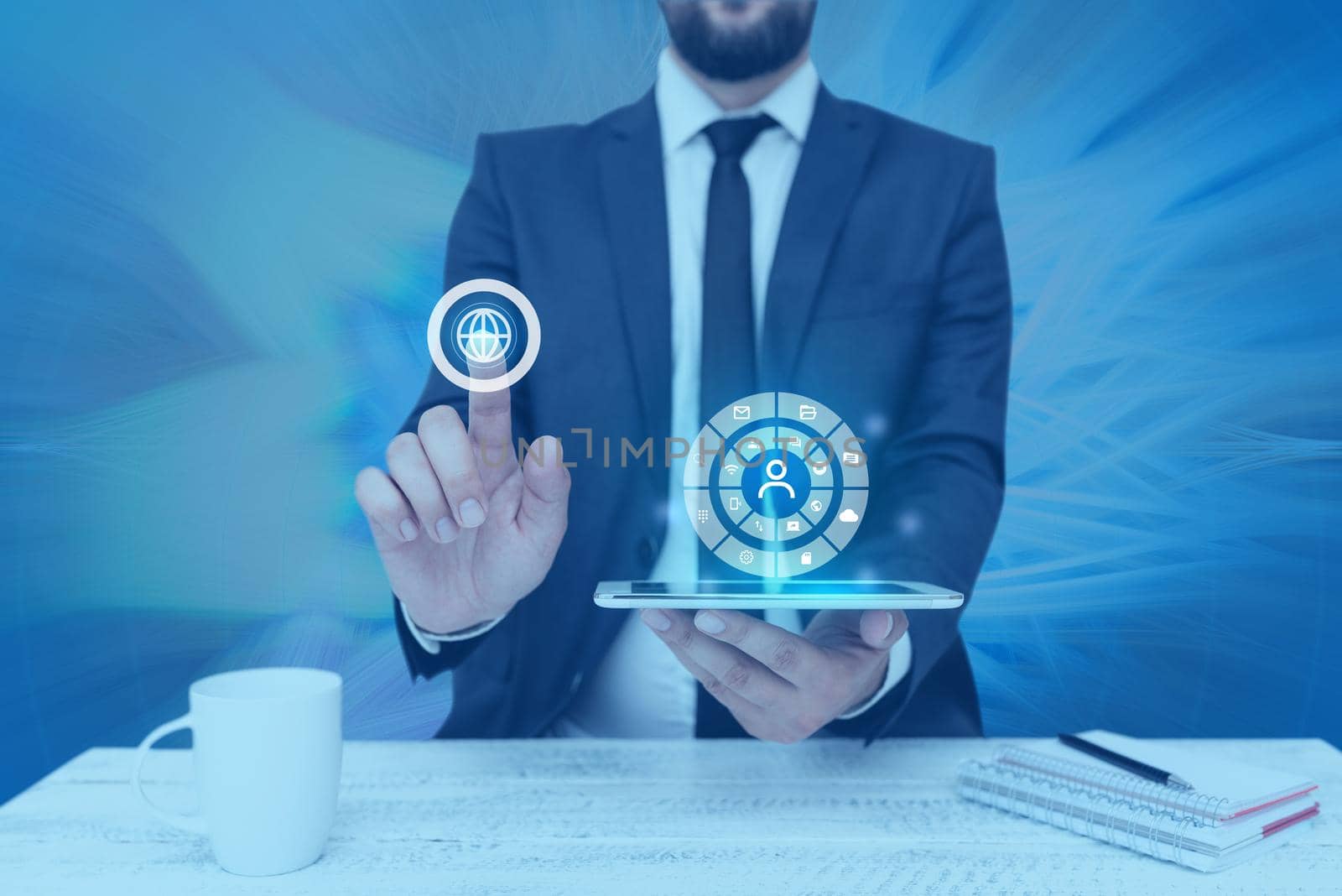 Man holding Screen Of Mobile Phone Showing The Futuristic Technology.