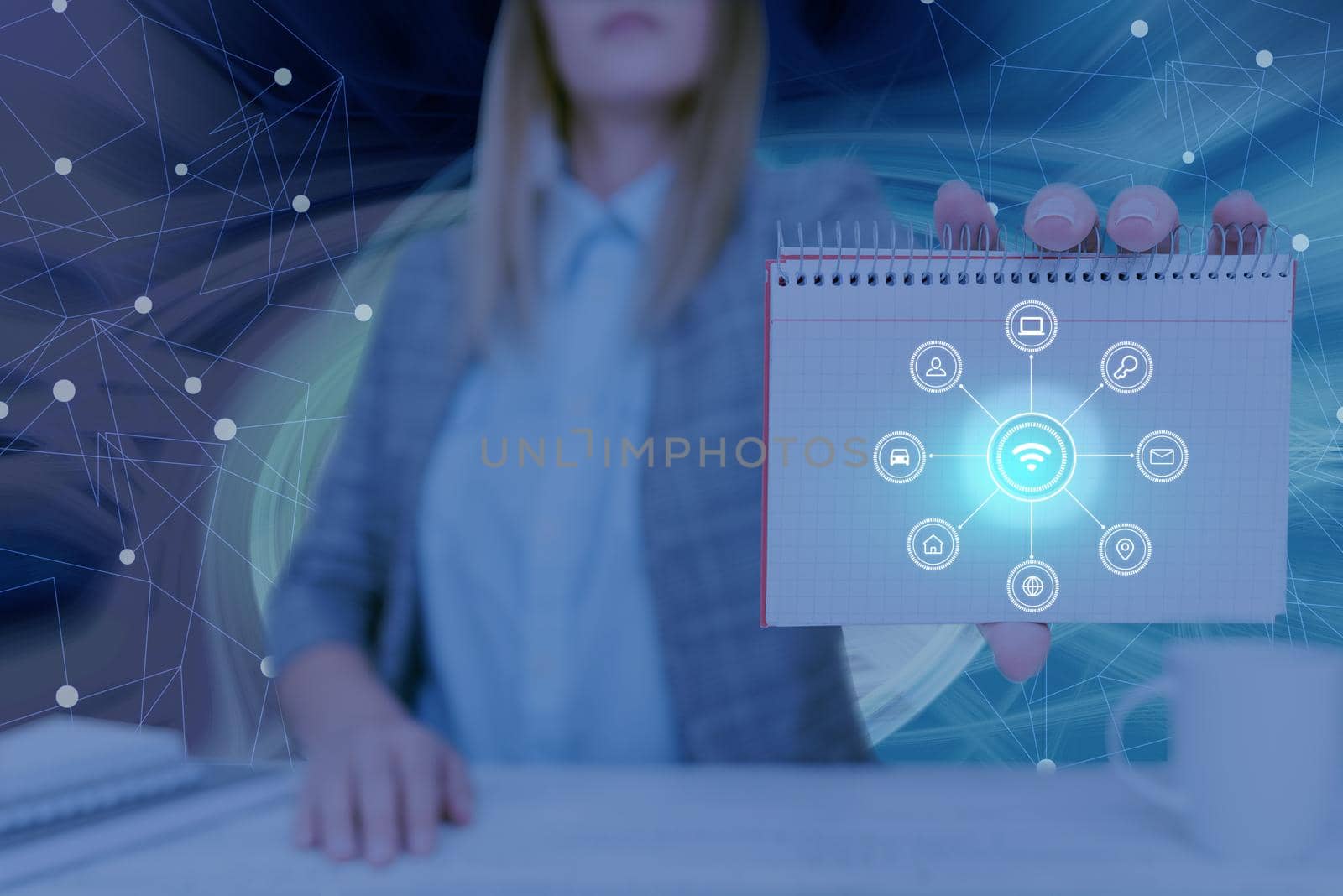 Lady Pressing Screen Of Mobile Phone Showing The Futuristic Technology