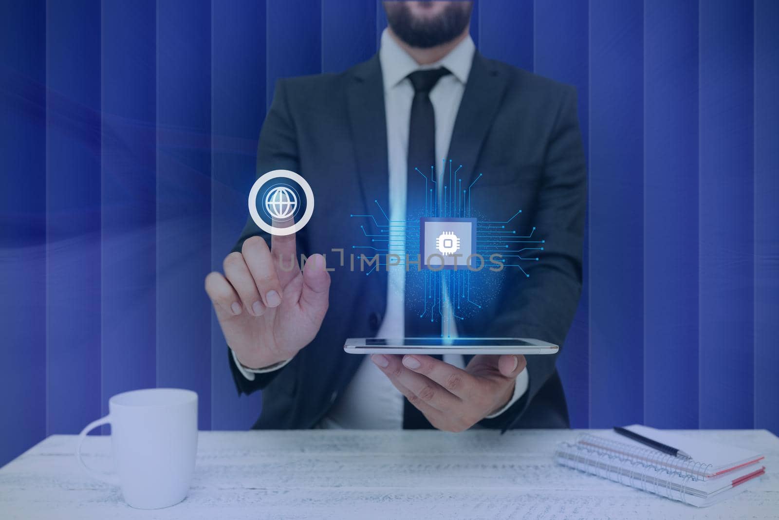 Man holding Screen Of Mobile Phone Showing The Futuristic Technology.