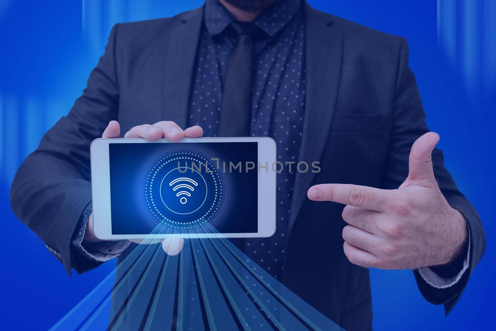 Man holding Screen Of Mobile Phone Showing The Futuristic Technology.