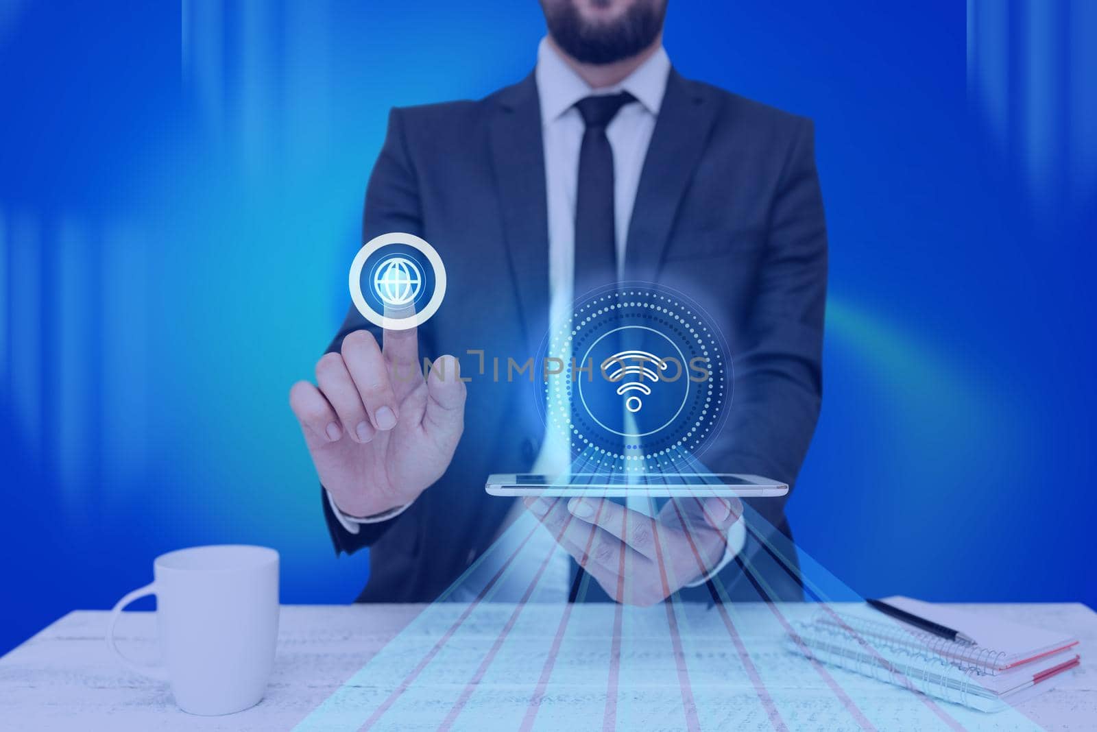 Man holding Screen Of Mobile Phone Showing The Futuristic Technology.