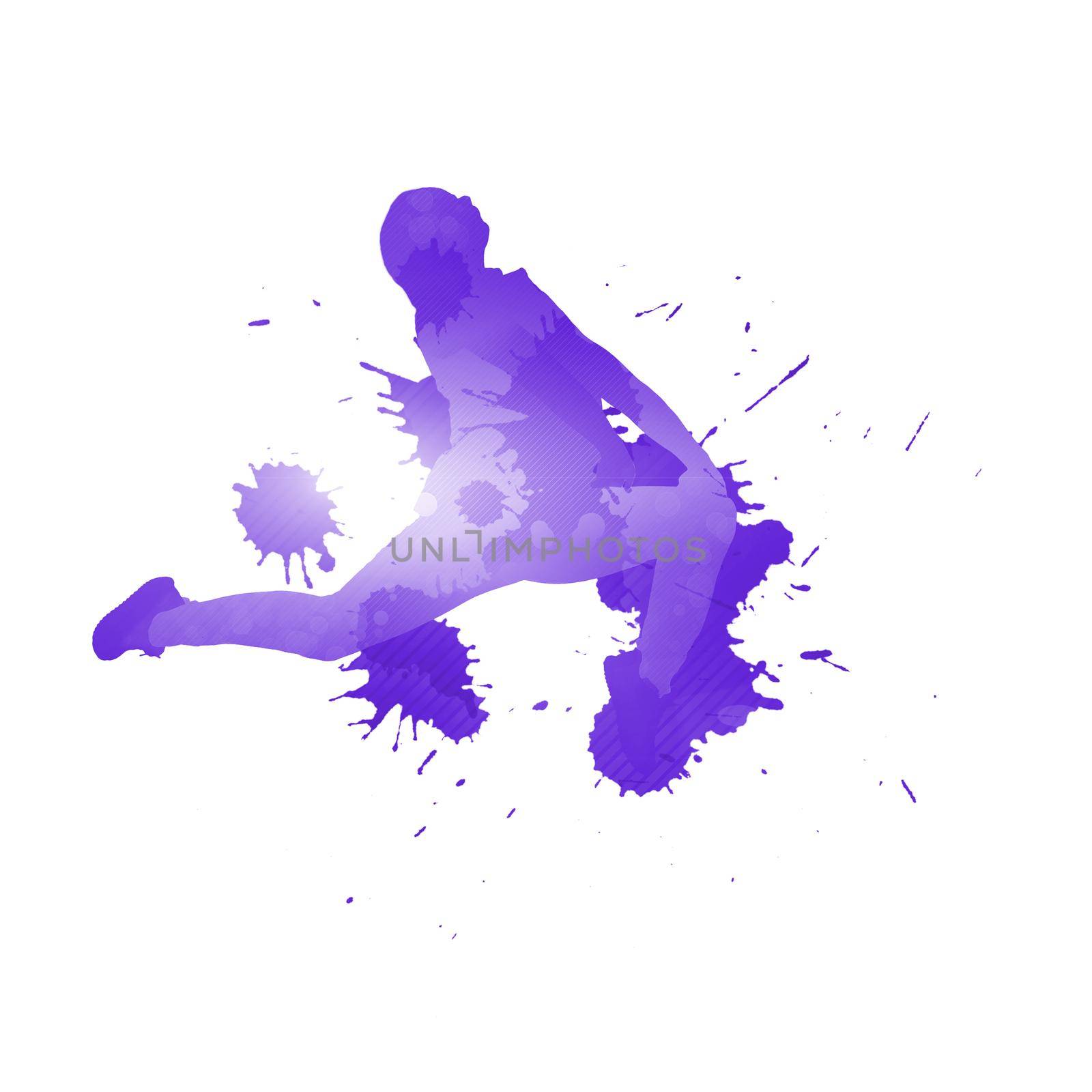 Colorful silhouette of dancer in jump on white background