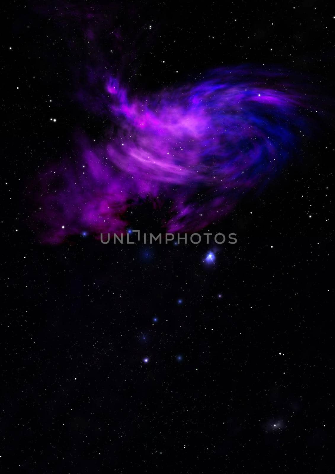 Far being shone nebula and star field against space. Elements of this image furnished by NASA. 3D rendering.