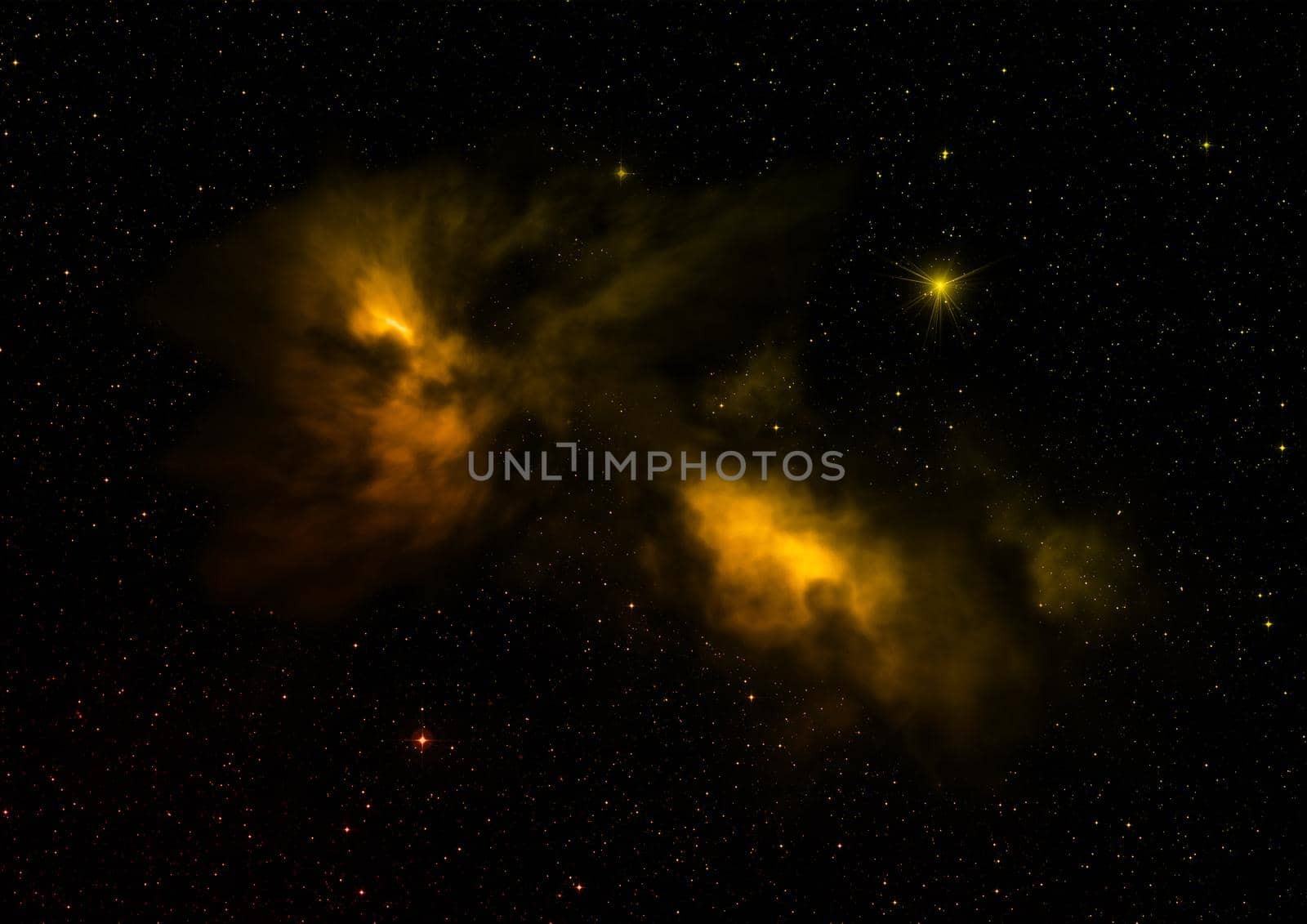 Being shone nebula and star field. 3D rendering by richter1910