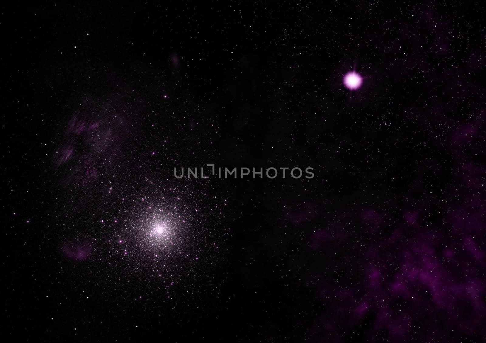 Star field in space and a nebulae. 3D rendering by richter1910