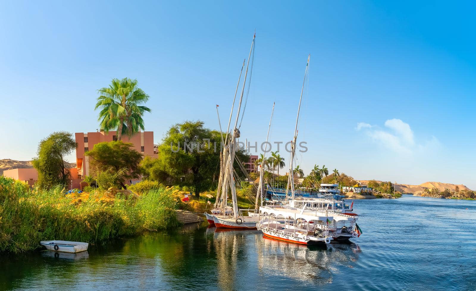 Nile coastline and boats by Givaga