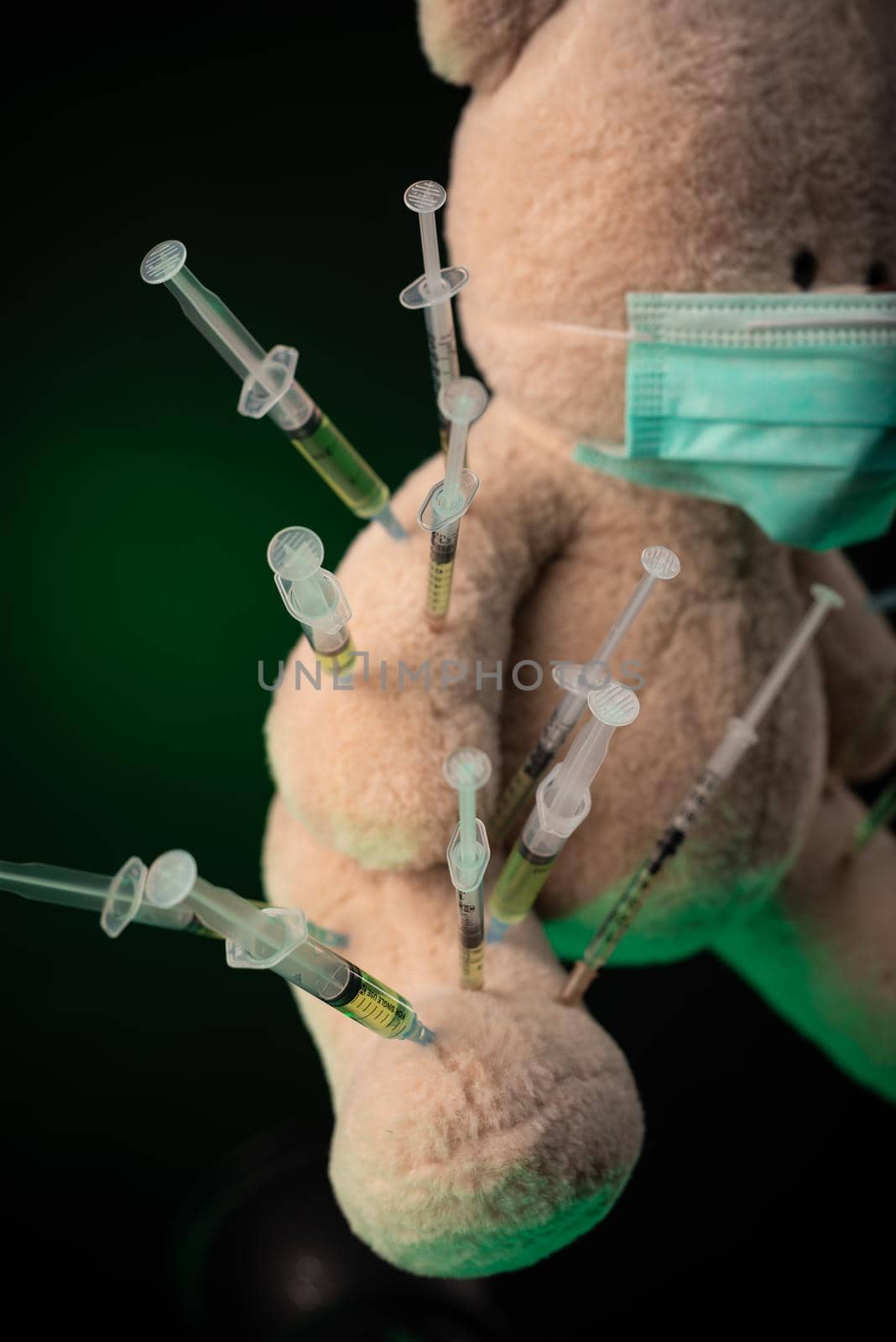 children's vaccination against the covid19 virus and vaccinations on the example of a teddy bear by Rotozey