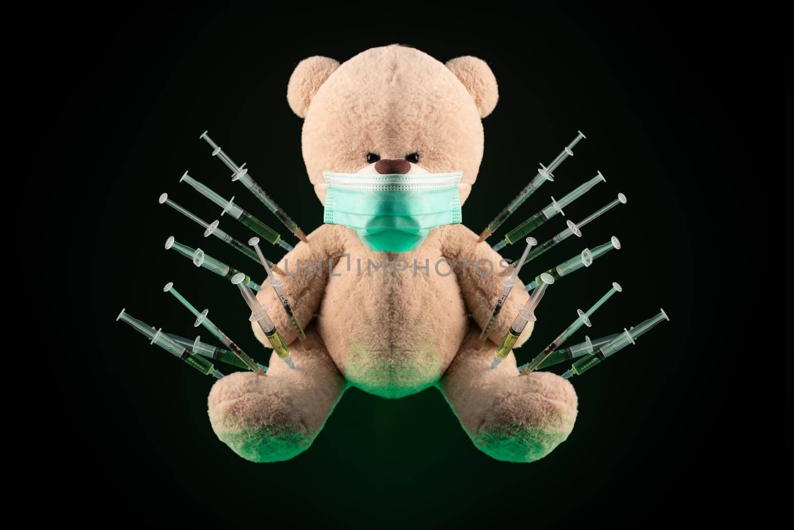 children's vaccination against the covid19 virus and vaccinations on the example of a teddy bear by Rotozey