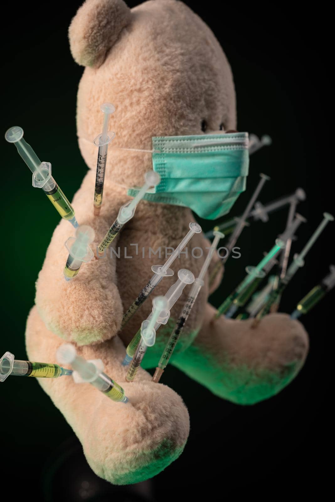 children's vaccination against the covid19 virus and vaccinations on the example of a teddy bear by Rotozey