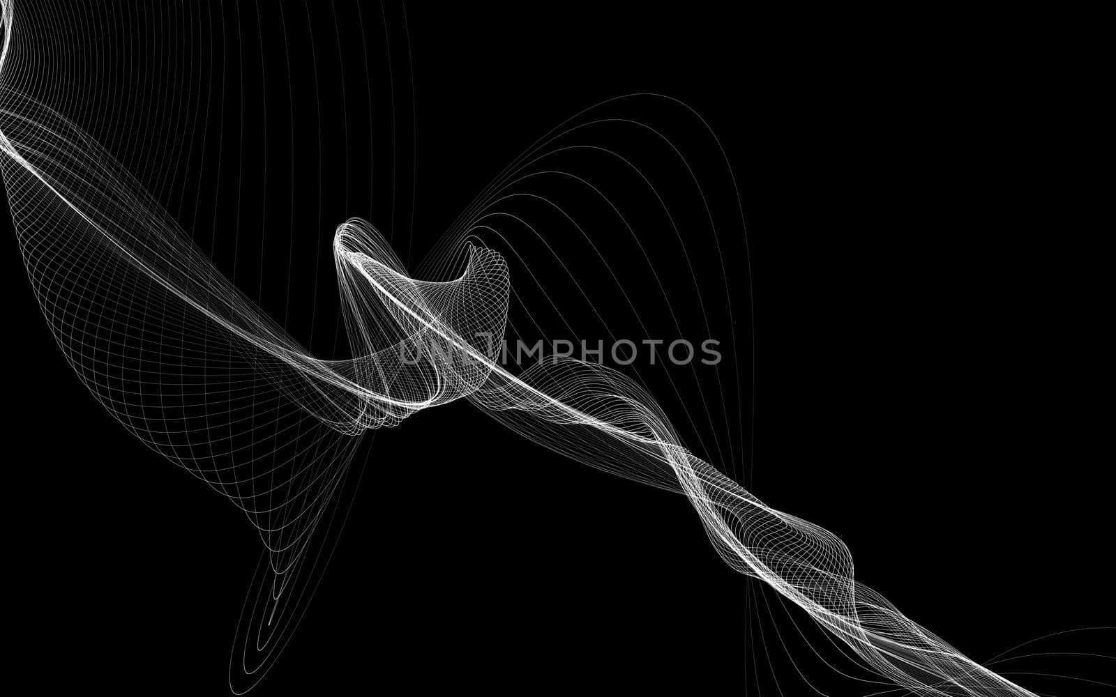 Dark abstract background with a glowing abstract waves, abstract background