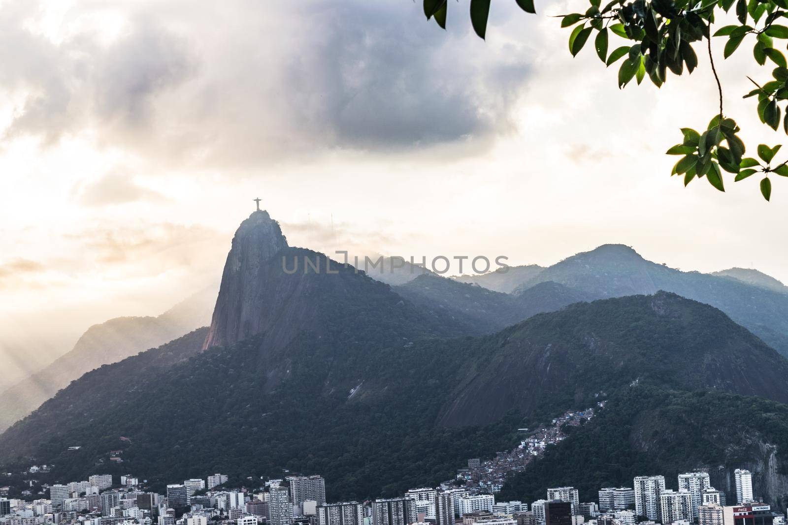 Aerial view of Rio de Janeiro with Christ Redeemer and Corcovado Mountain. Brazil. Latin America, horizontal