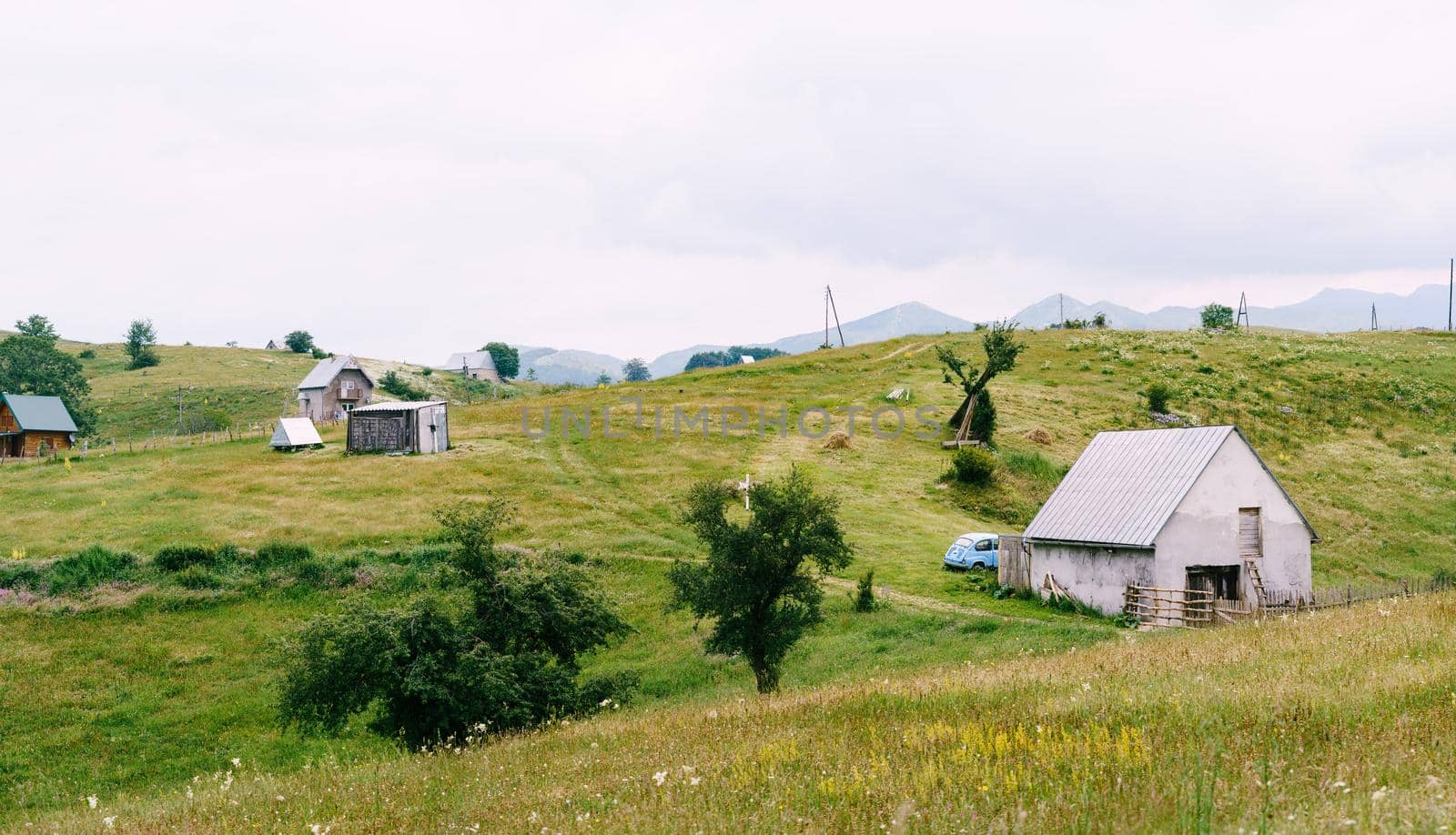 Cozy village in the mountains in Durmitor National Park. High quality photo