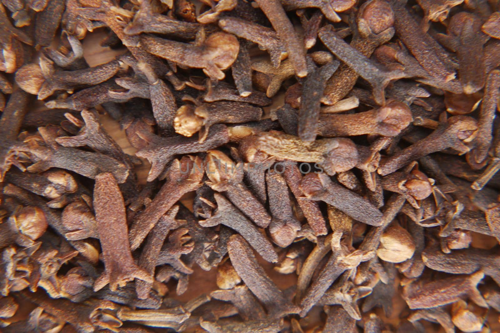 cloves on a spoon on table close up .