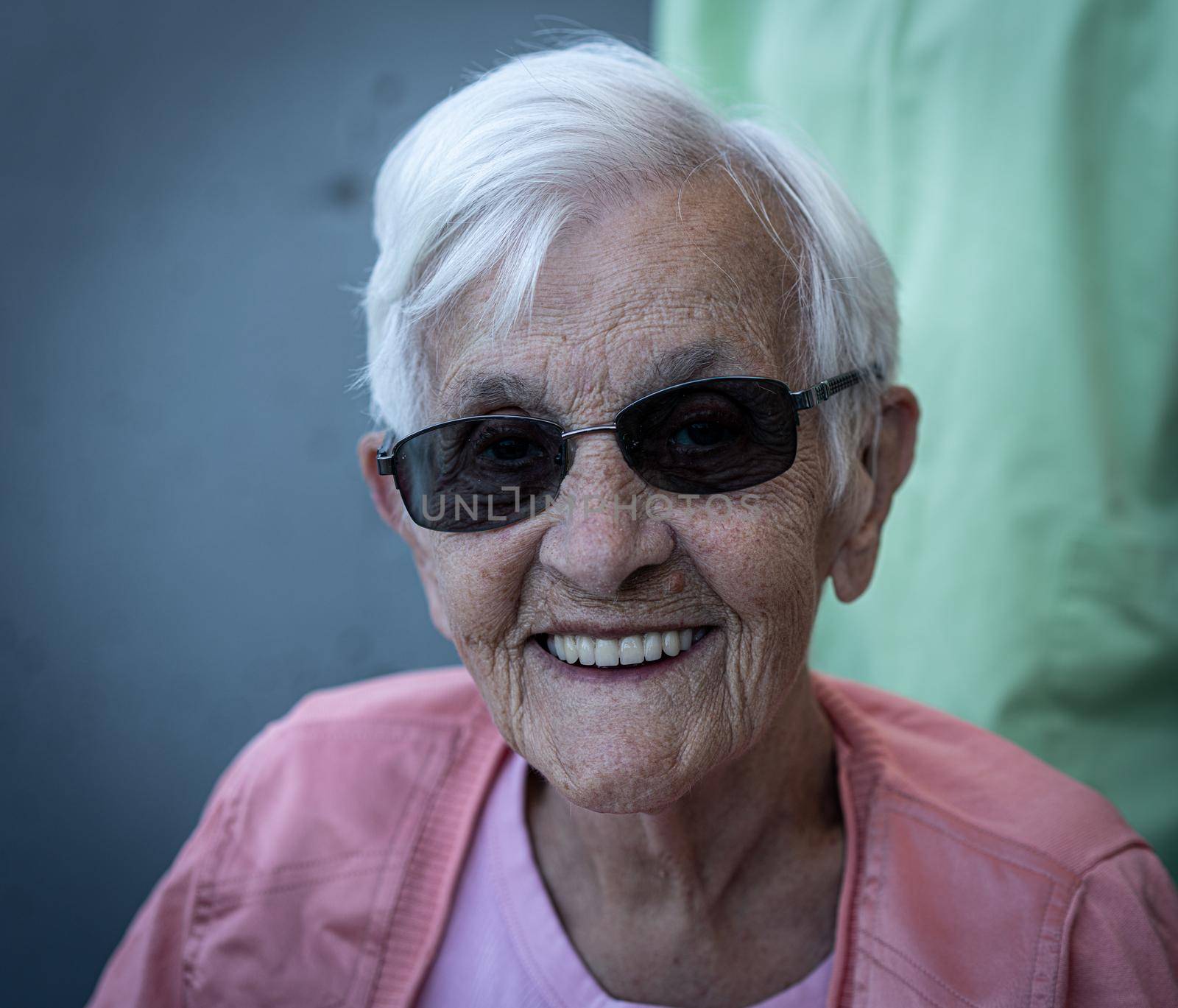 Aged candid woman close up portrait , high photo