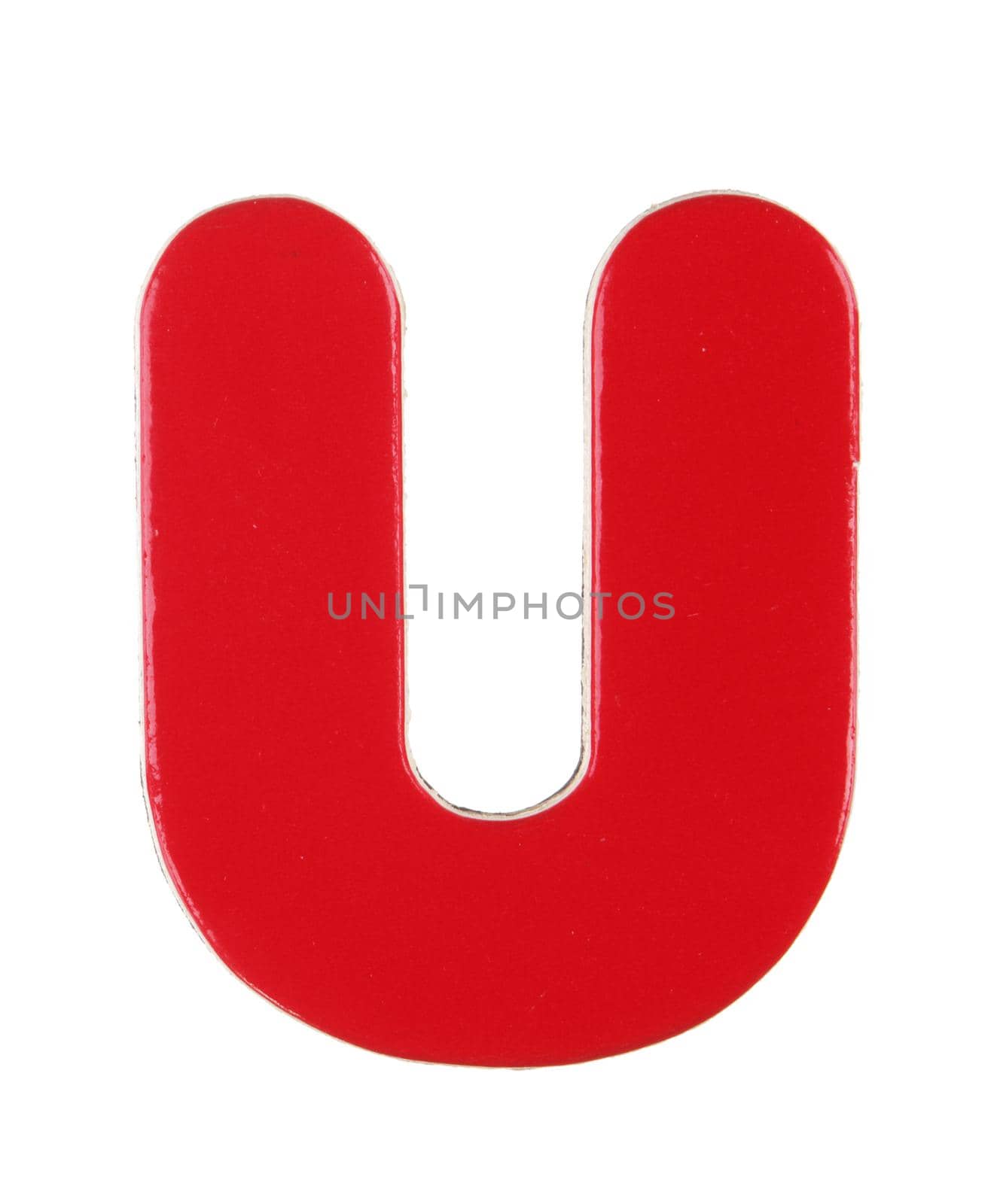 A lower case u magnetic letter on white with clipping path