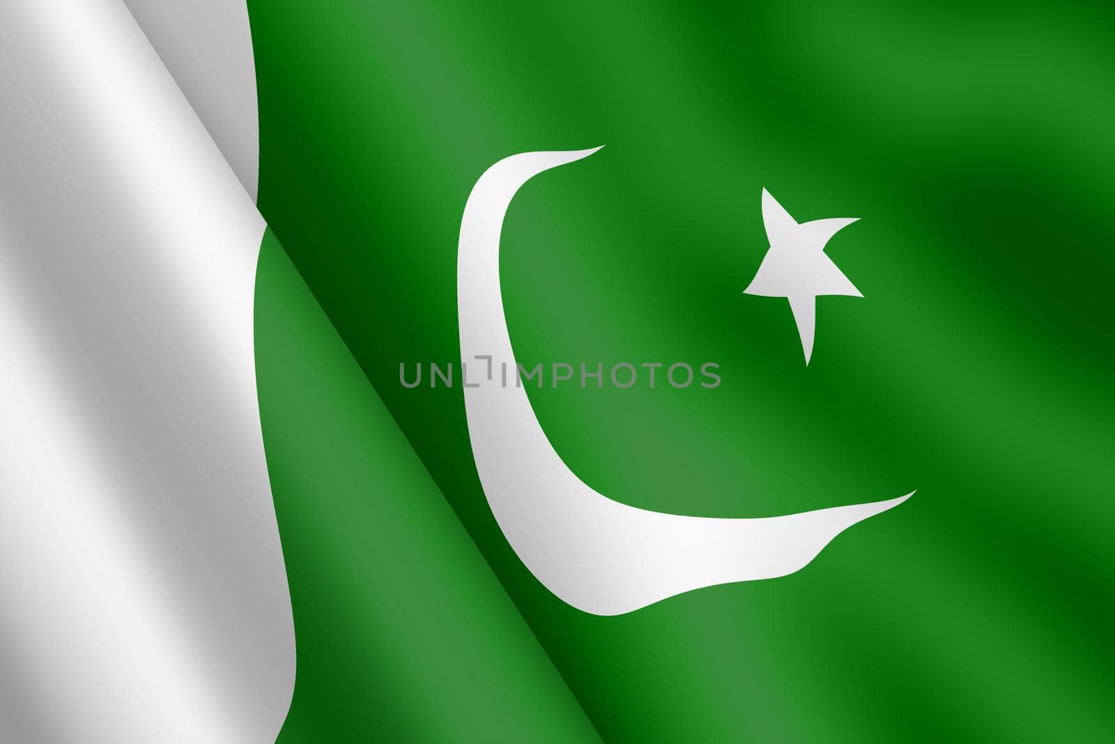 A Pakistan waving flag 3d illustration wind ripple