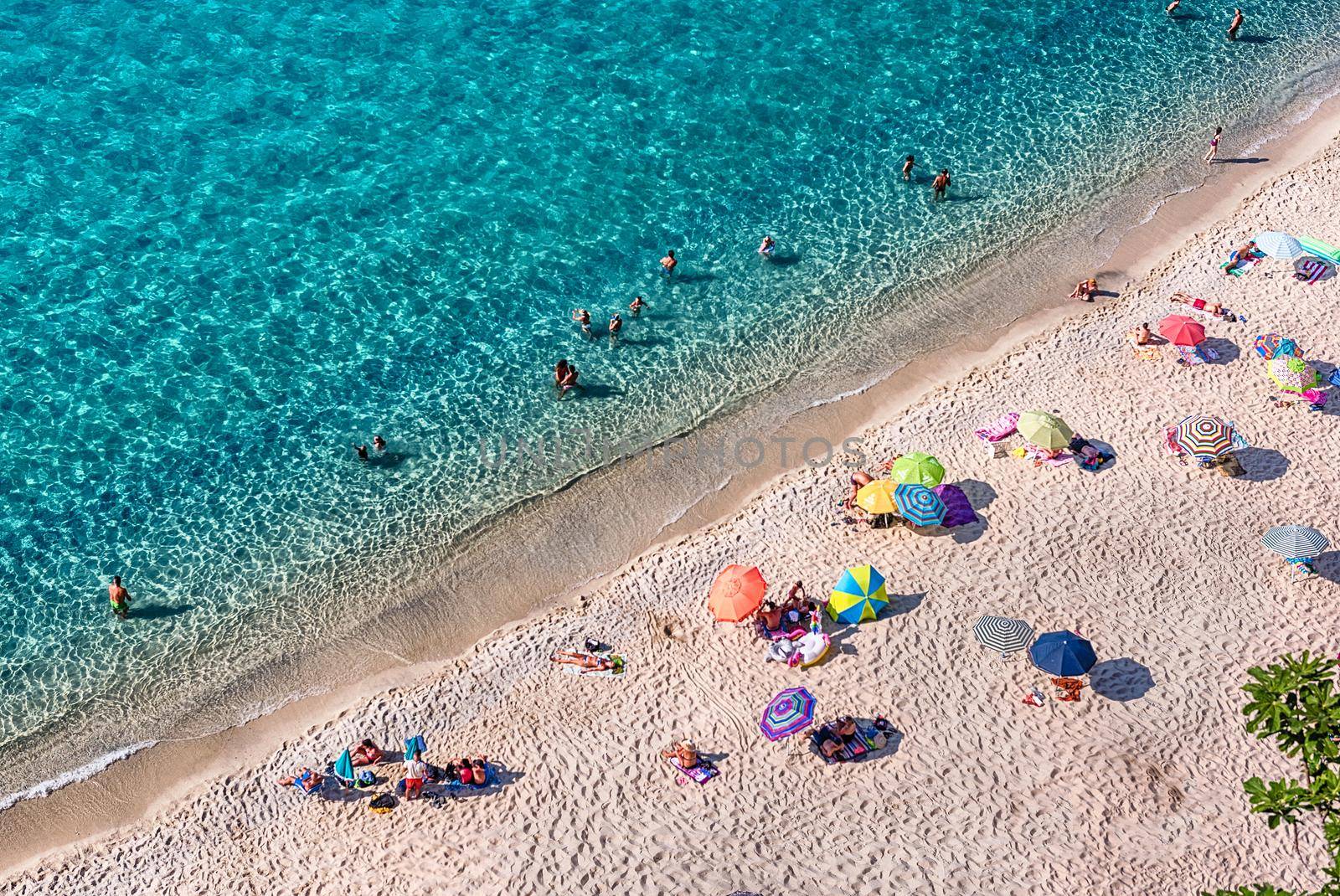 View over the main beach in Tropea, Calabria, Italy by marcorubino