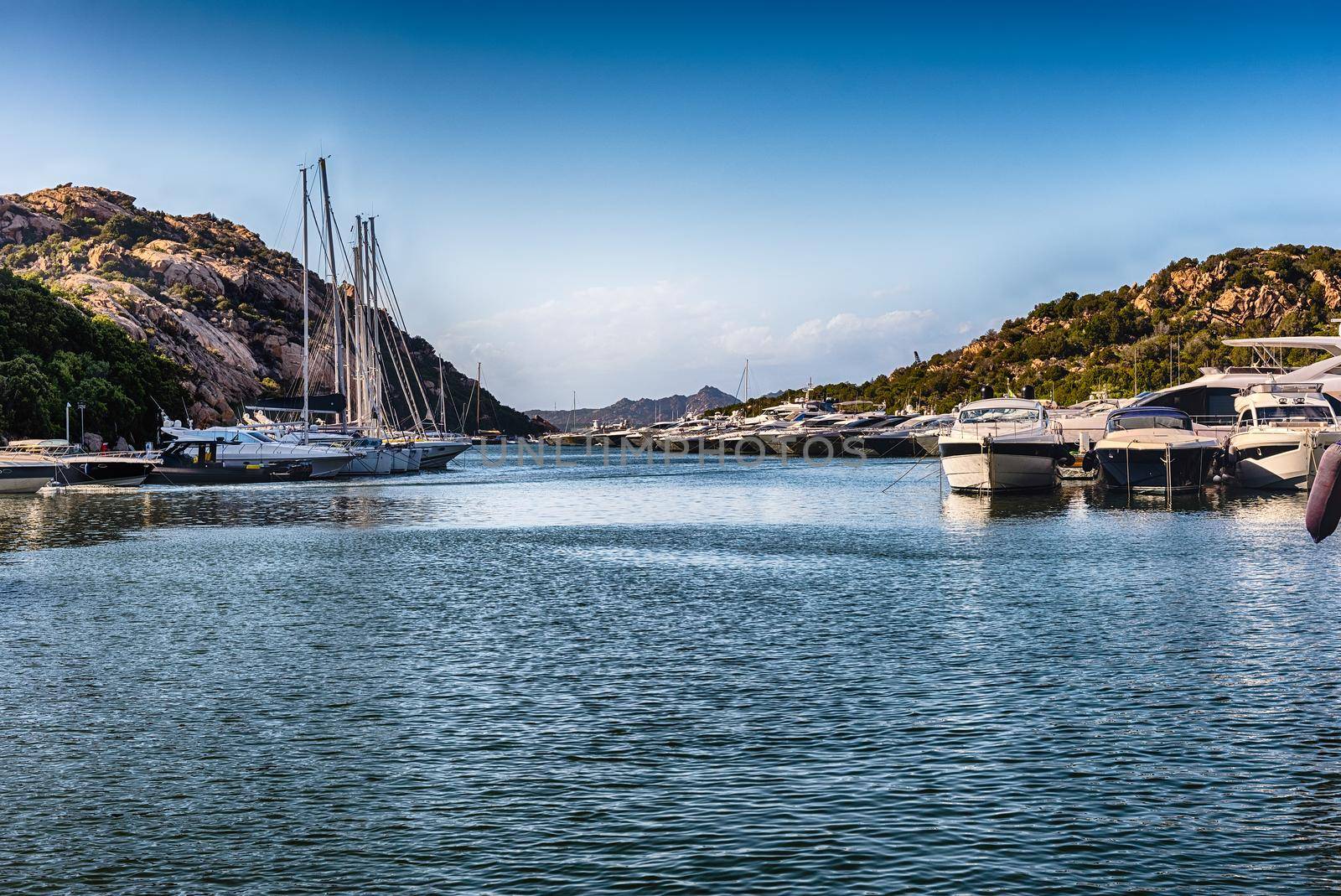 The scenic harbor of Poltu Quatu, Costa Smeralda, Sardinia, Italy by marcorubino