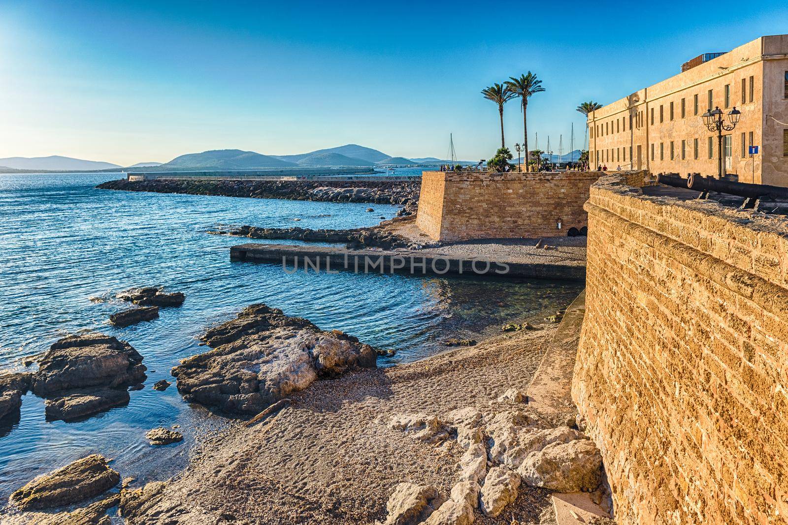 View over the historic ramparts in Alghero, Sardinia, Italy by marcorubino