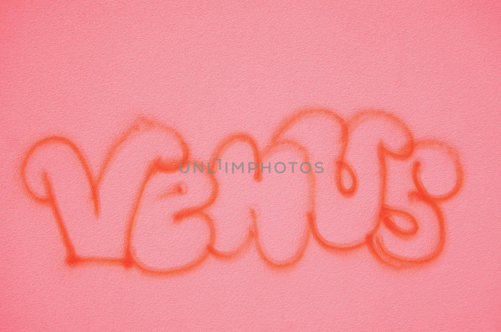 graffitti Venus on a pink wall by Jochen