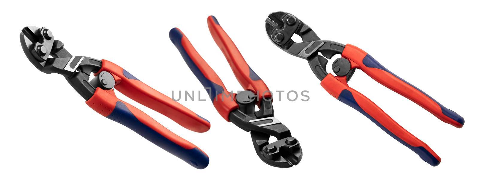 Diagonal wire cutters in different angles on a white background by butenkow