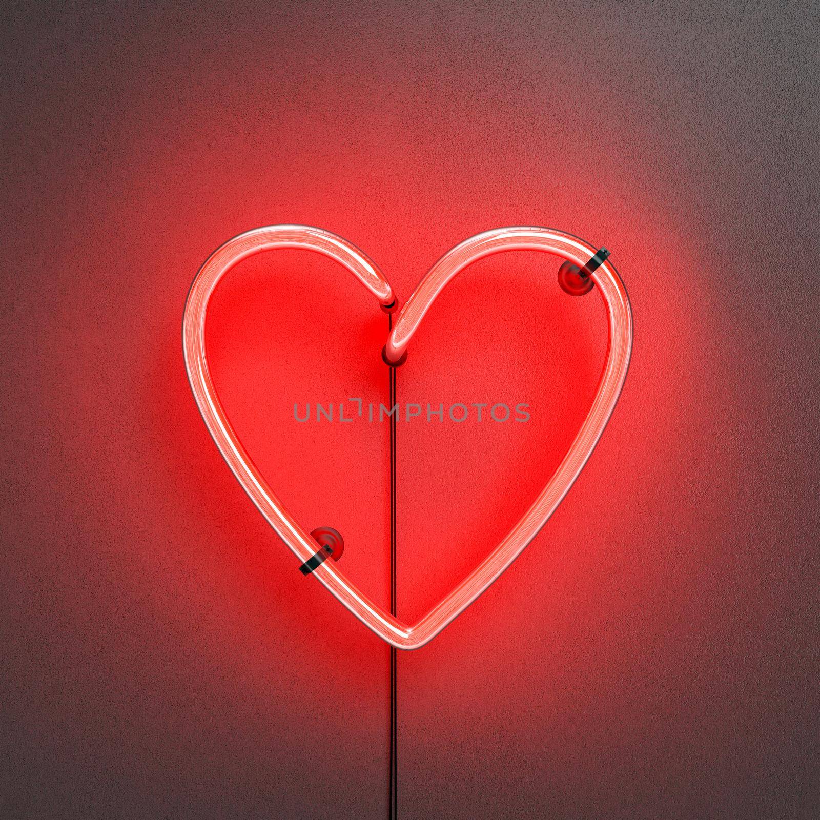 red neon lamp in the shape of a heart by asolano