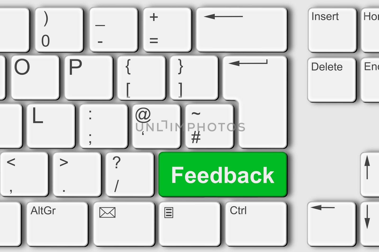 A Feedback PC computer keyboard 3d illustration