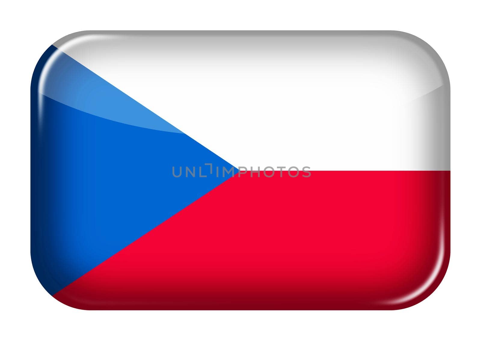 A Czech web icon rectangle button with clipping path 3d illustration