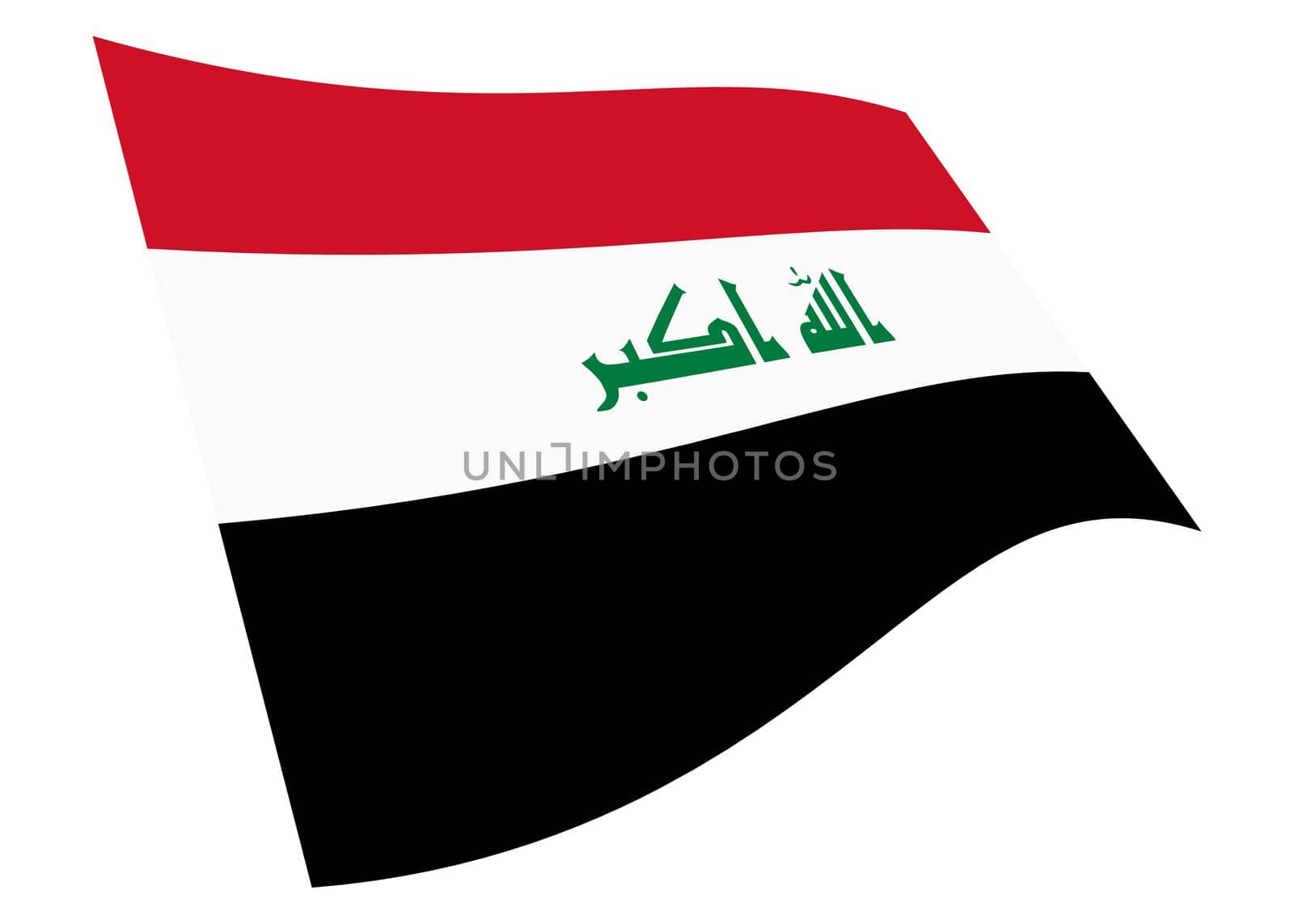An Iraq waving flag 3d illustration isolated on white with clipping path