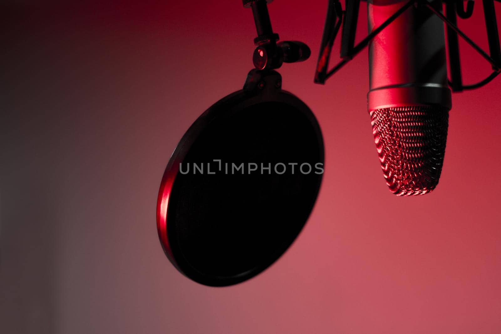 Professional microphone suspended in the air  by GemaIbarra