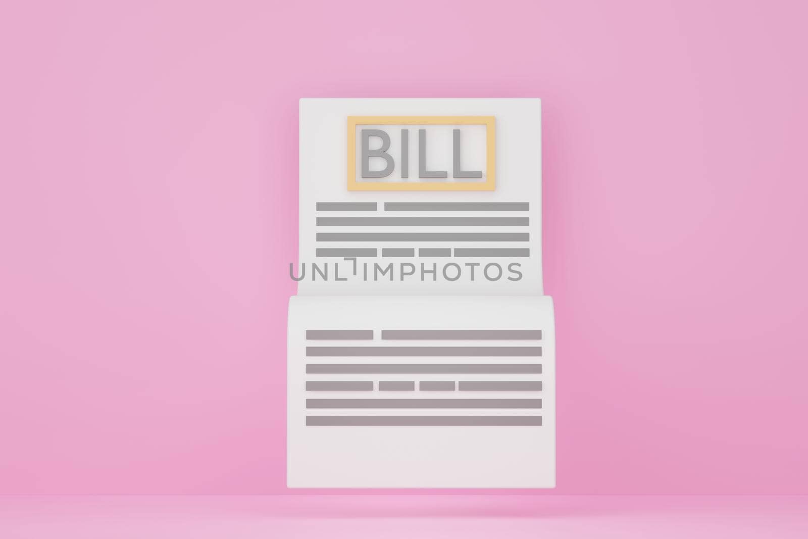 3d render of minimal bill payment detail on pink background. by tanatpon13p