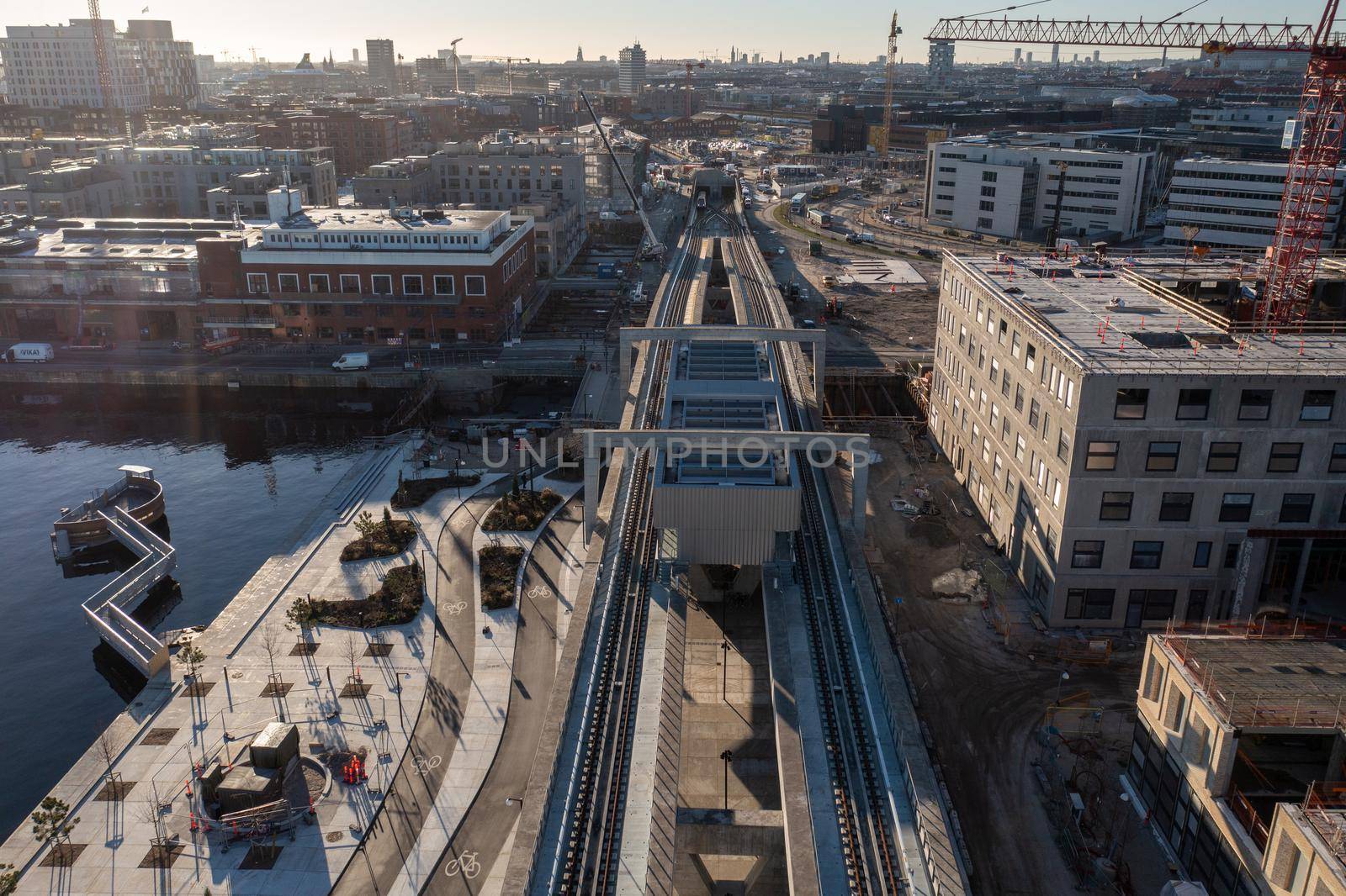 Aerial View of Orientkaj Metro Station in Copenhagen by oliverfoerstner