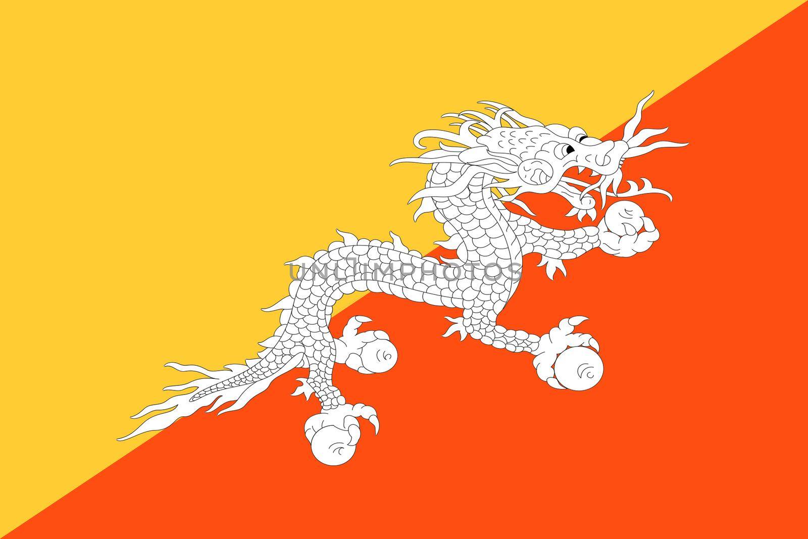 A Bhutan flag background illustration yellow orange diagonal Druk Thunder Dragon