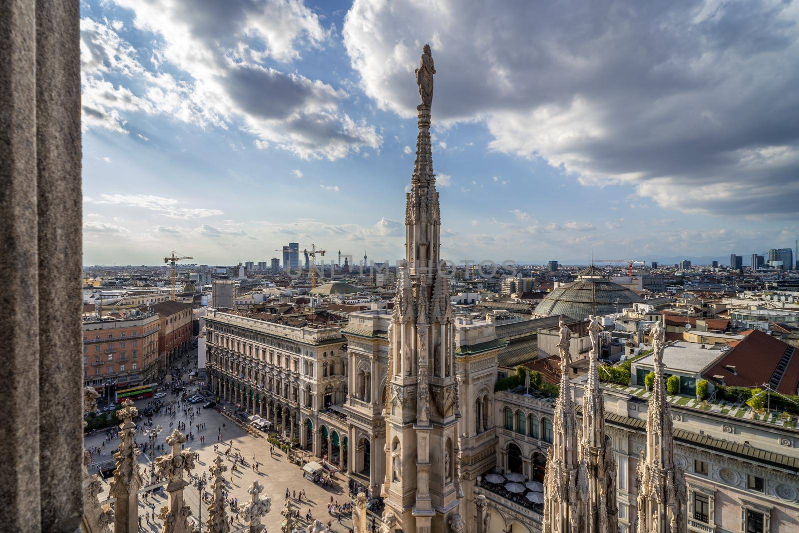 Milan, Italy. Panoramic view from Duomo Cathedral terraces, terrazze del Duomo. by maramade