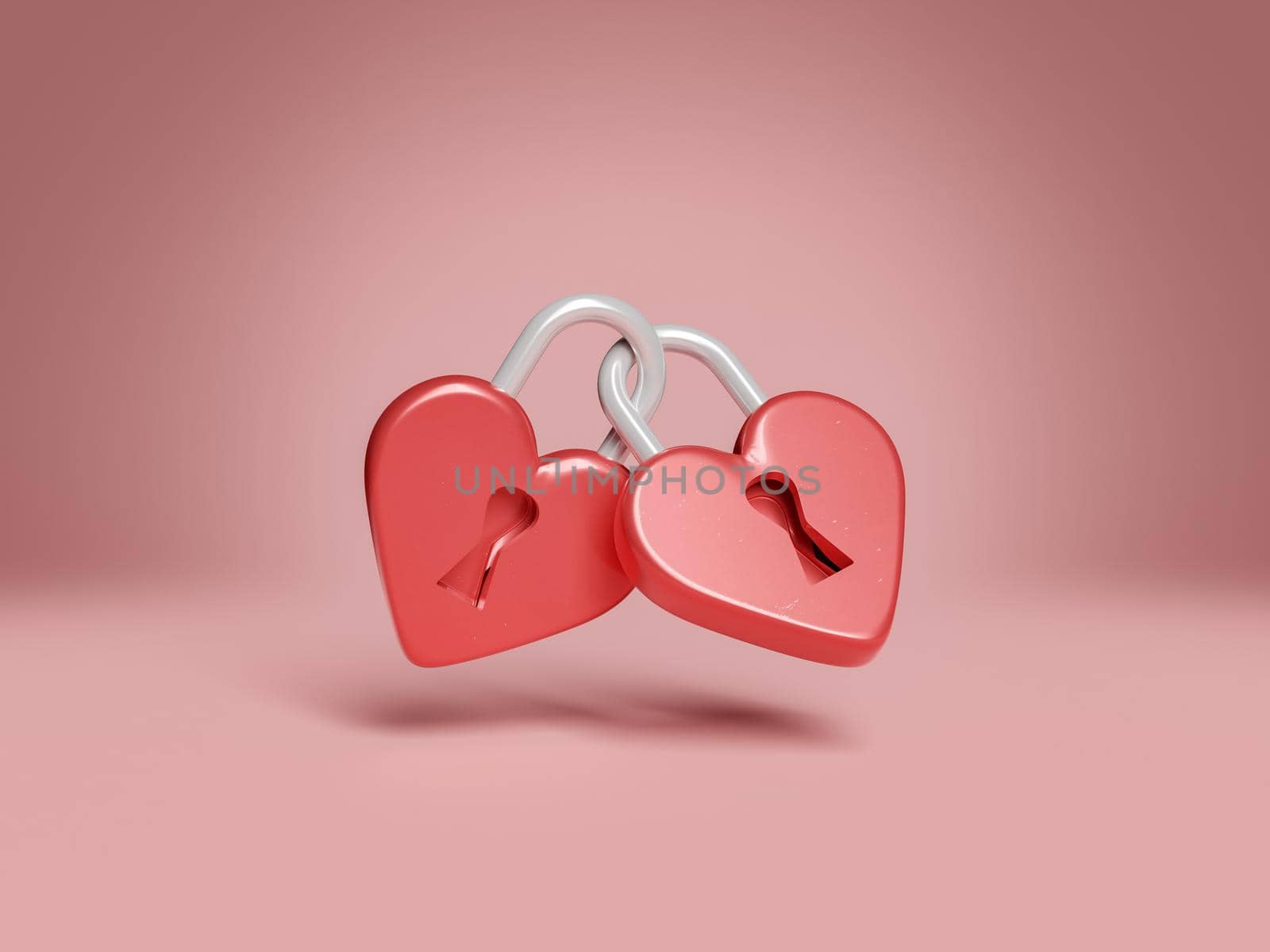 two locked together heart shaped red padlocks by asolano