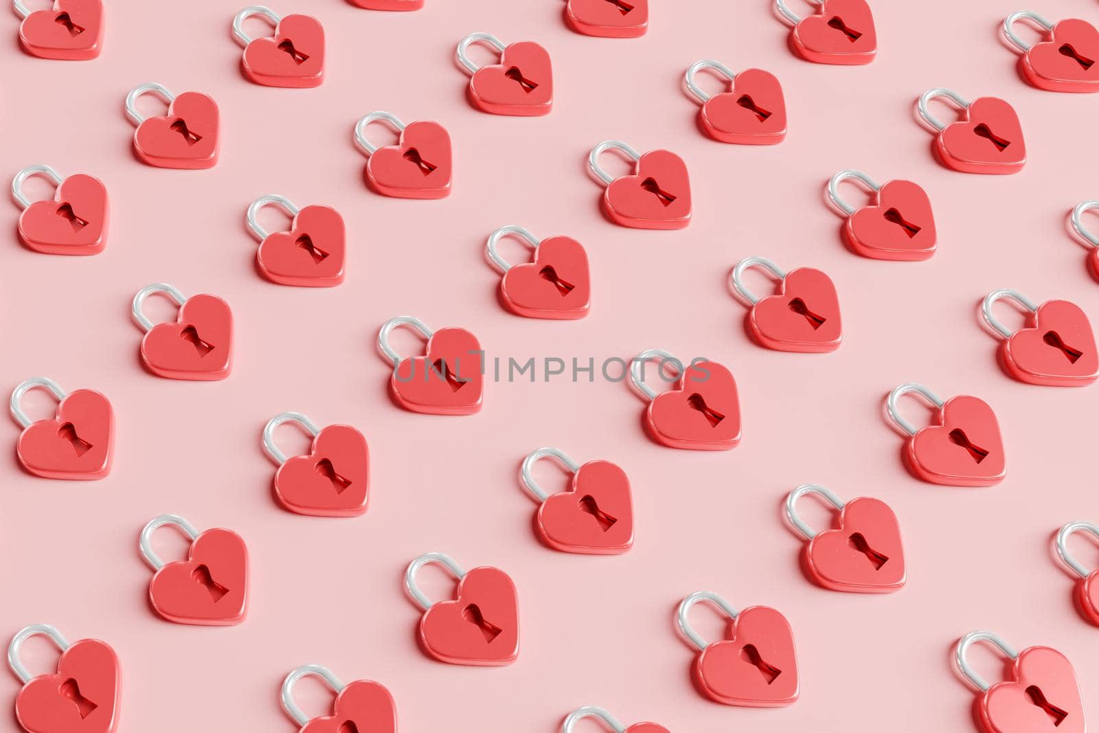 heart shaped padlock pattern. valentine and love concept. 3d rendering