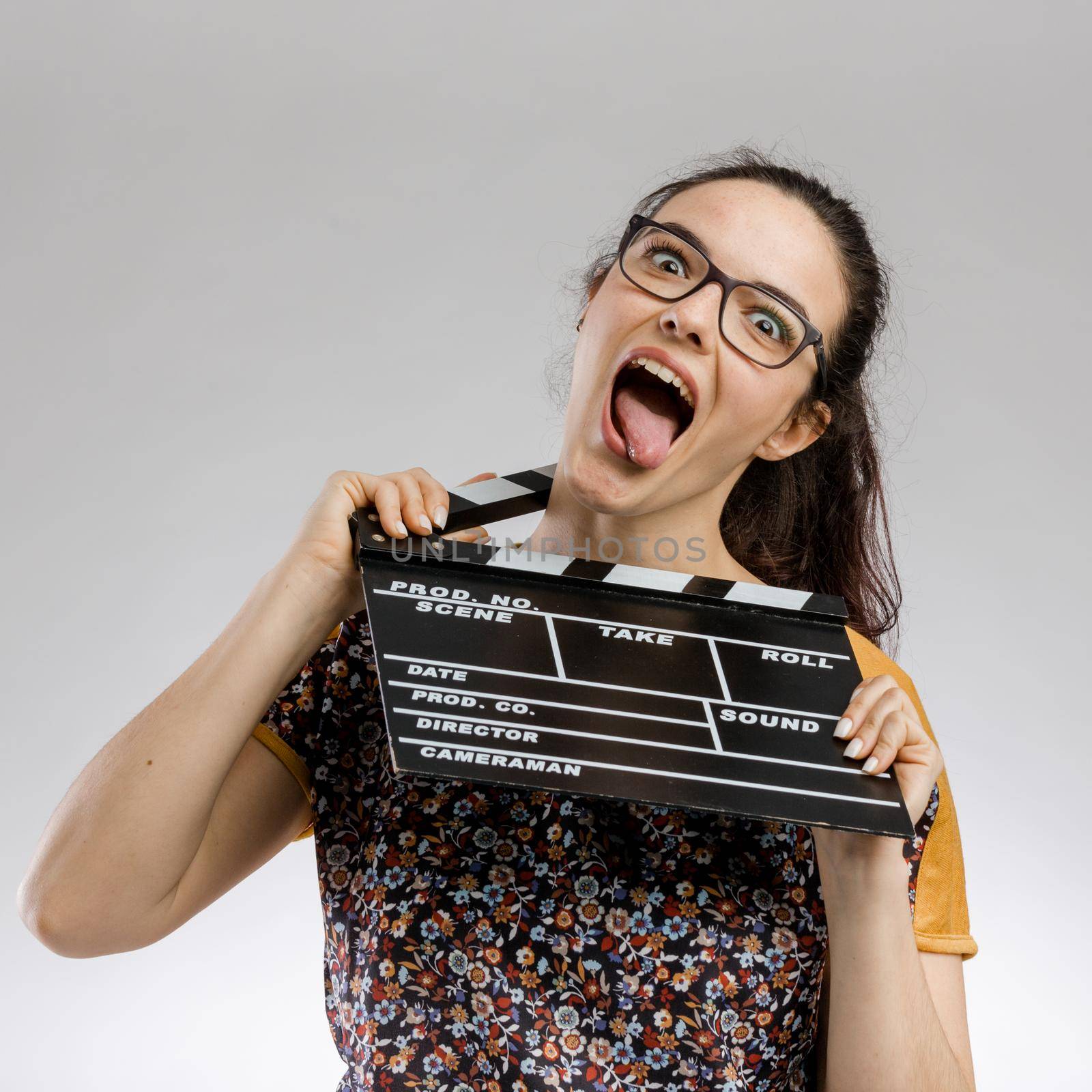 Crazy woman with a clapboard by Iko