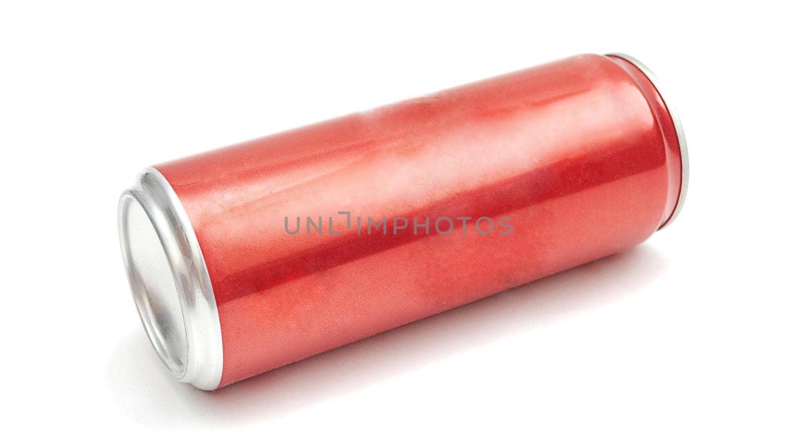 red beverage can isolated on white background.
