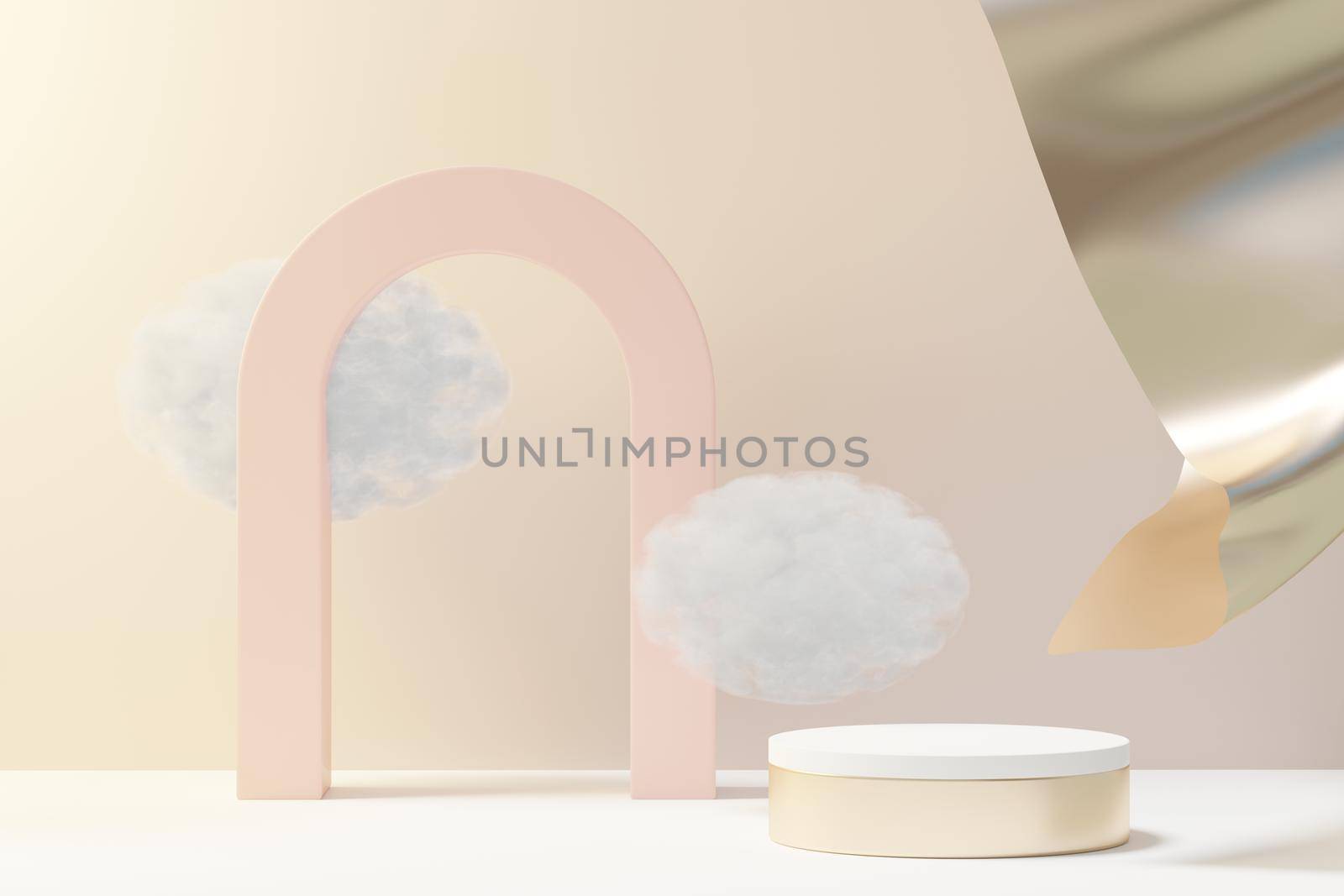 3d illustration luxury premium pedestal product display with abstract geometric shapes. Minimal scene for present product promotion and beauty cosmetics.