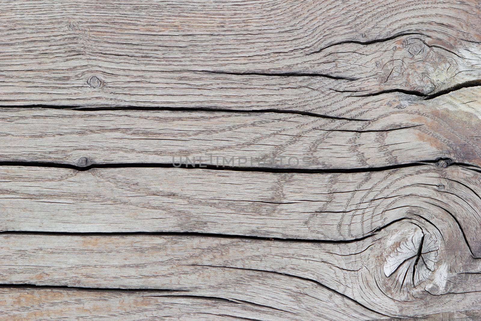 Textured background of beige sawn wood with cracks., horizontal lines, top view by Laguna781