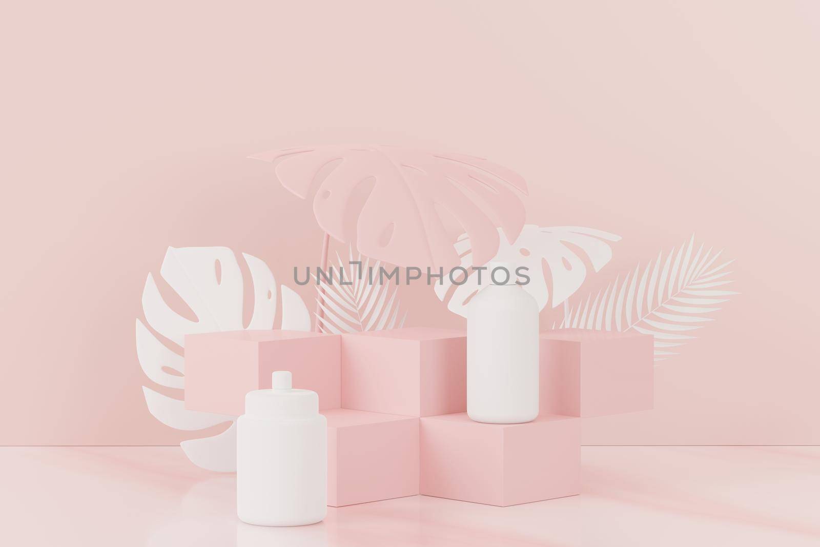 3d render of blank cosmetics skincare product or packaging for mock up. Beauty soap and spa concept. Lotion oil moisture for skin health. Premium and luxury design for branding.