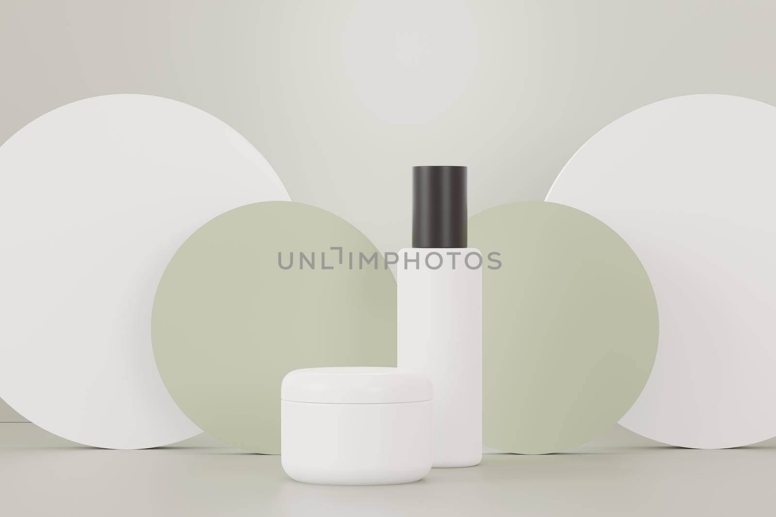 3d render of blank cosmetics skincare product or packaging for mock up. Beauty soap and spa concept. Lotion oil moisture for skin health. Premium and luxury design for branding.