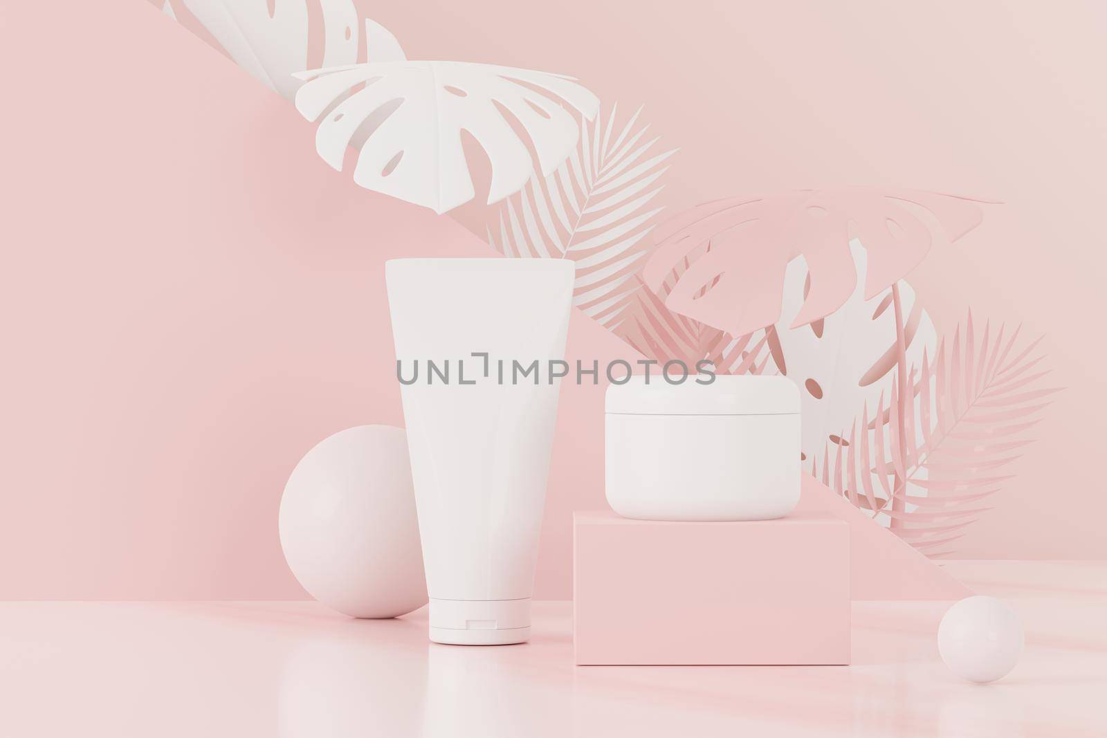 3d render of blank cosmetics skincare product or packaging for mock up. Beauty soap and spa concept. Lotion oil moisture for skin health. Premium and luxury design for branding. by tanatpon13p