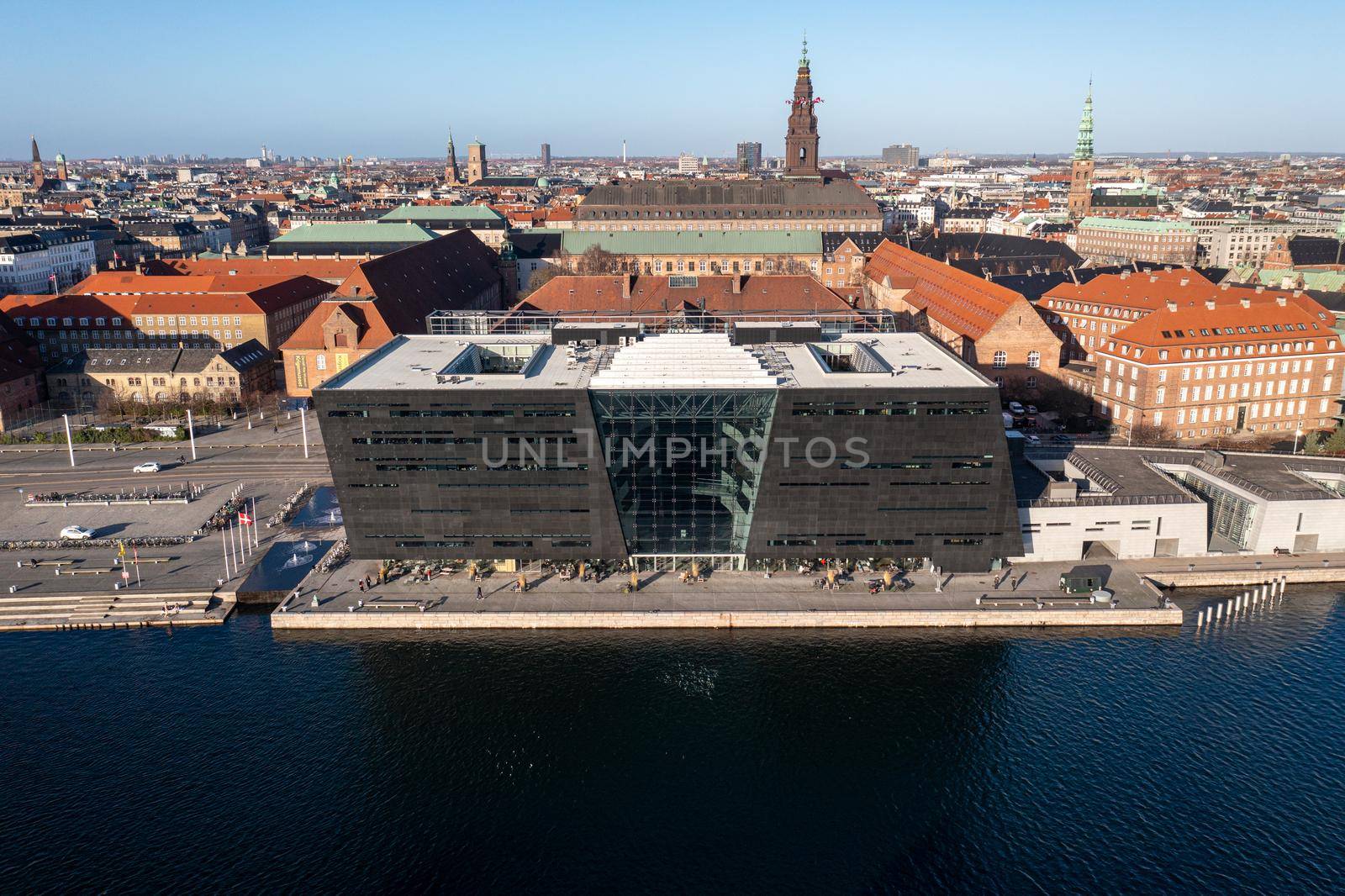 Aerial View of Royal Library in Copenhagen, Denmark by oliverfoerstner