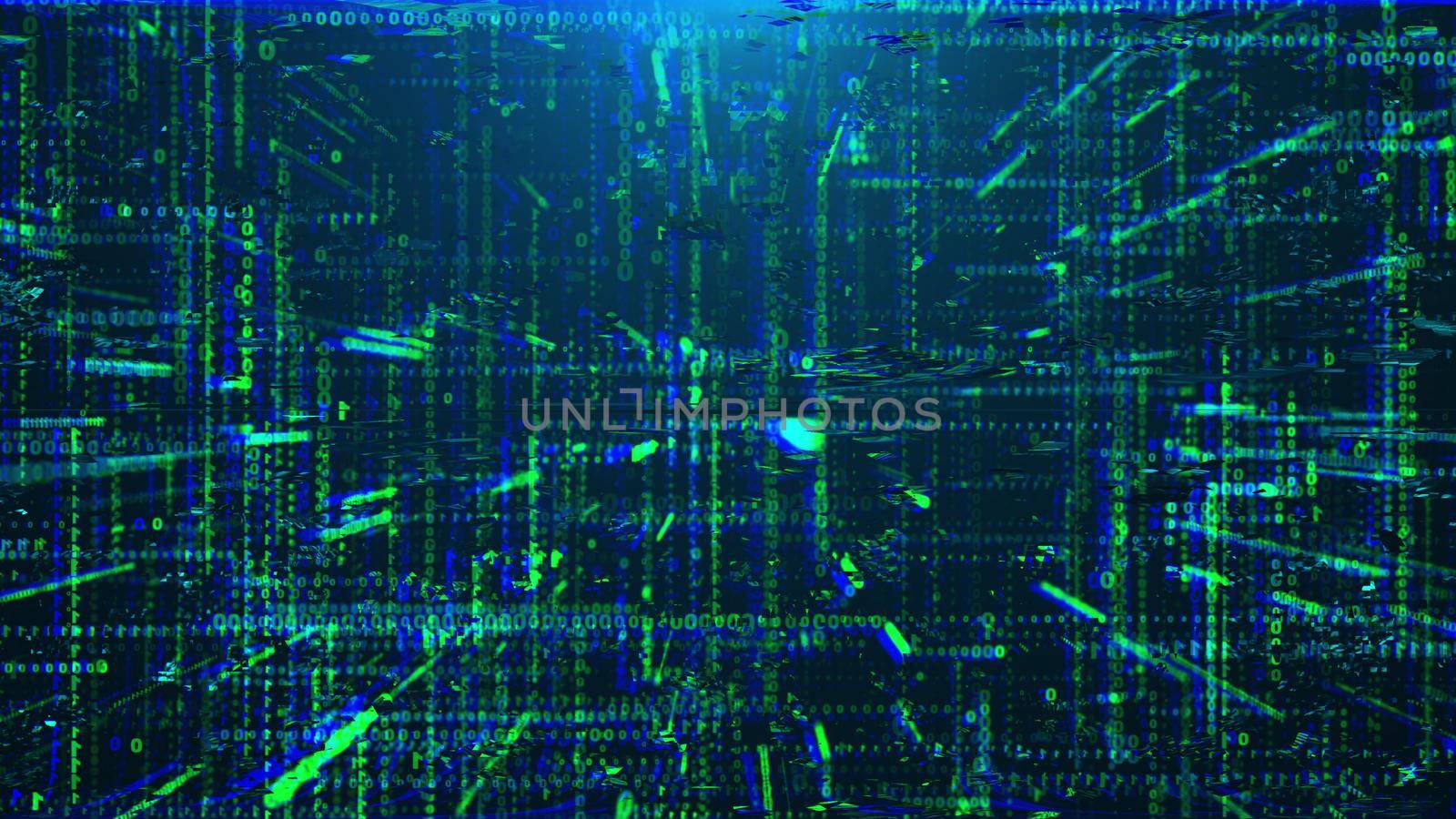 Transmission corruption 3d data render in cyber structure of matrix information. Static failure with decaying web computer decor effects. Hacker intervention in system.