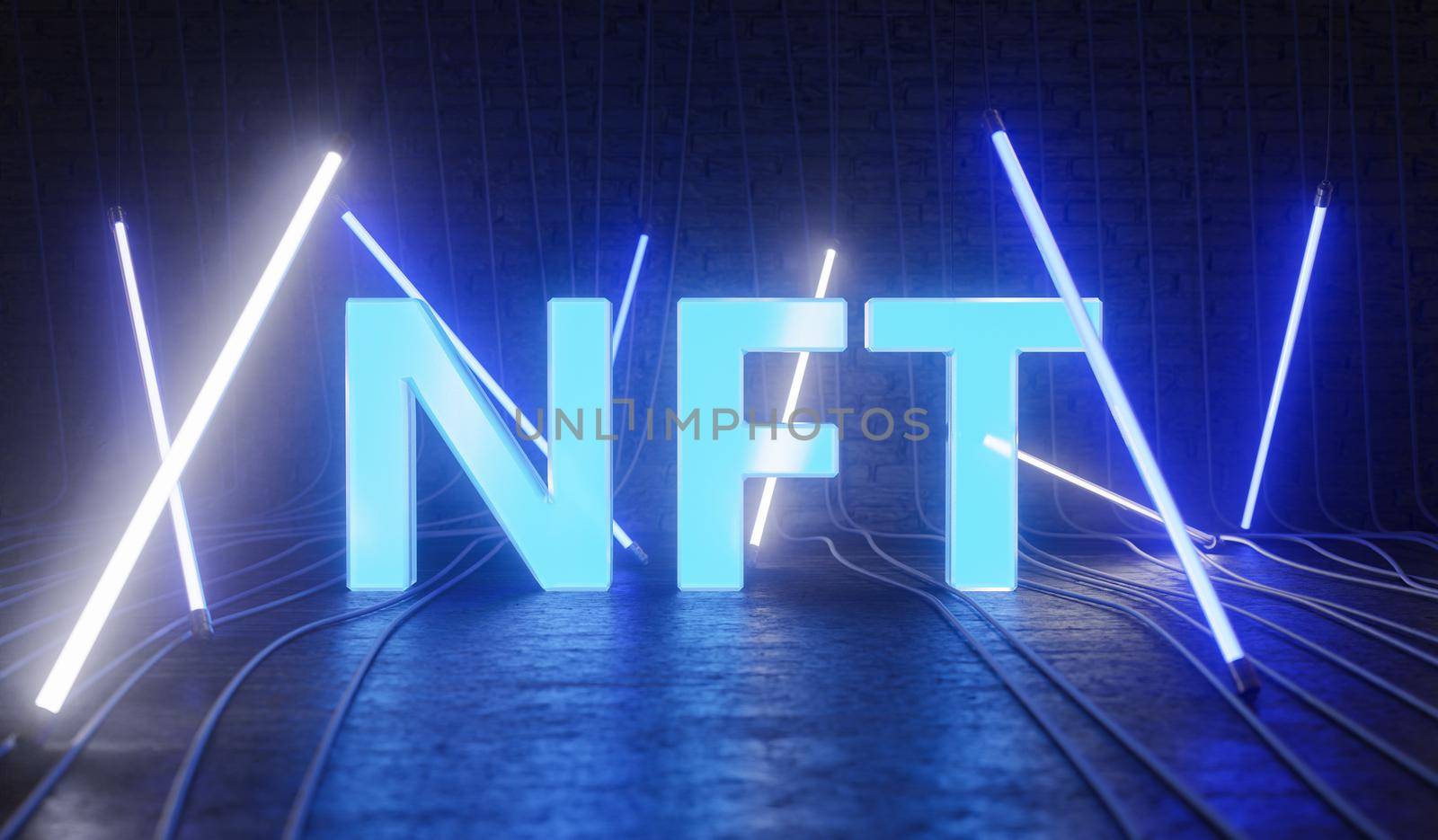 NFT sign with neon bars hanging around by asolano