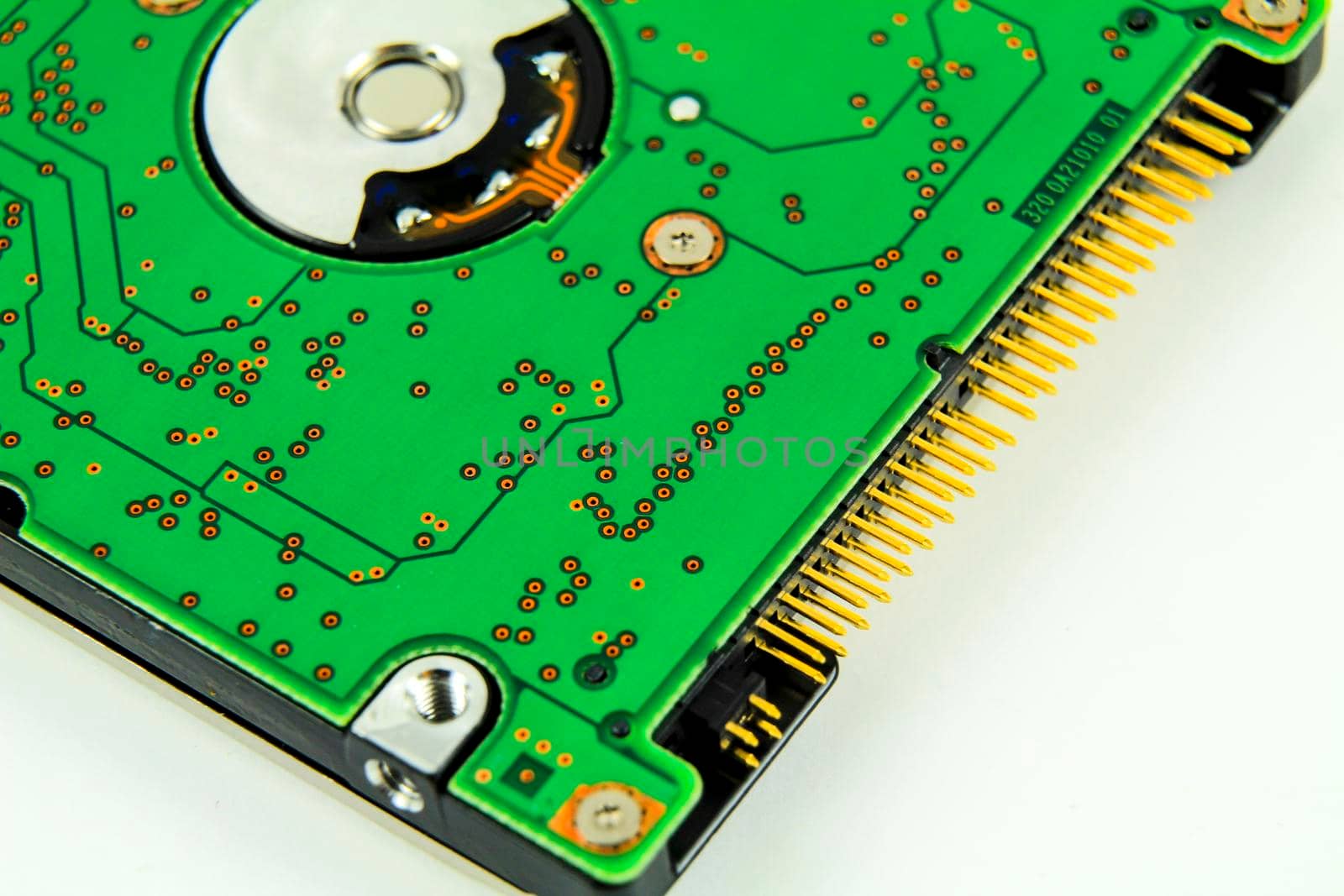 Old and vintage IDE/ATA hard disk on white background