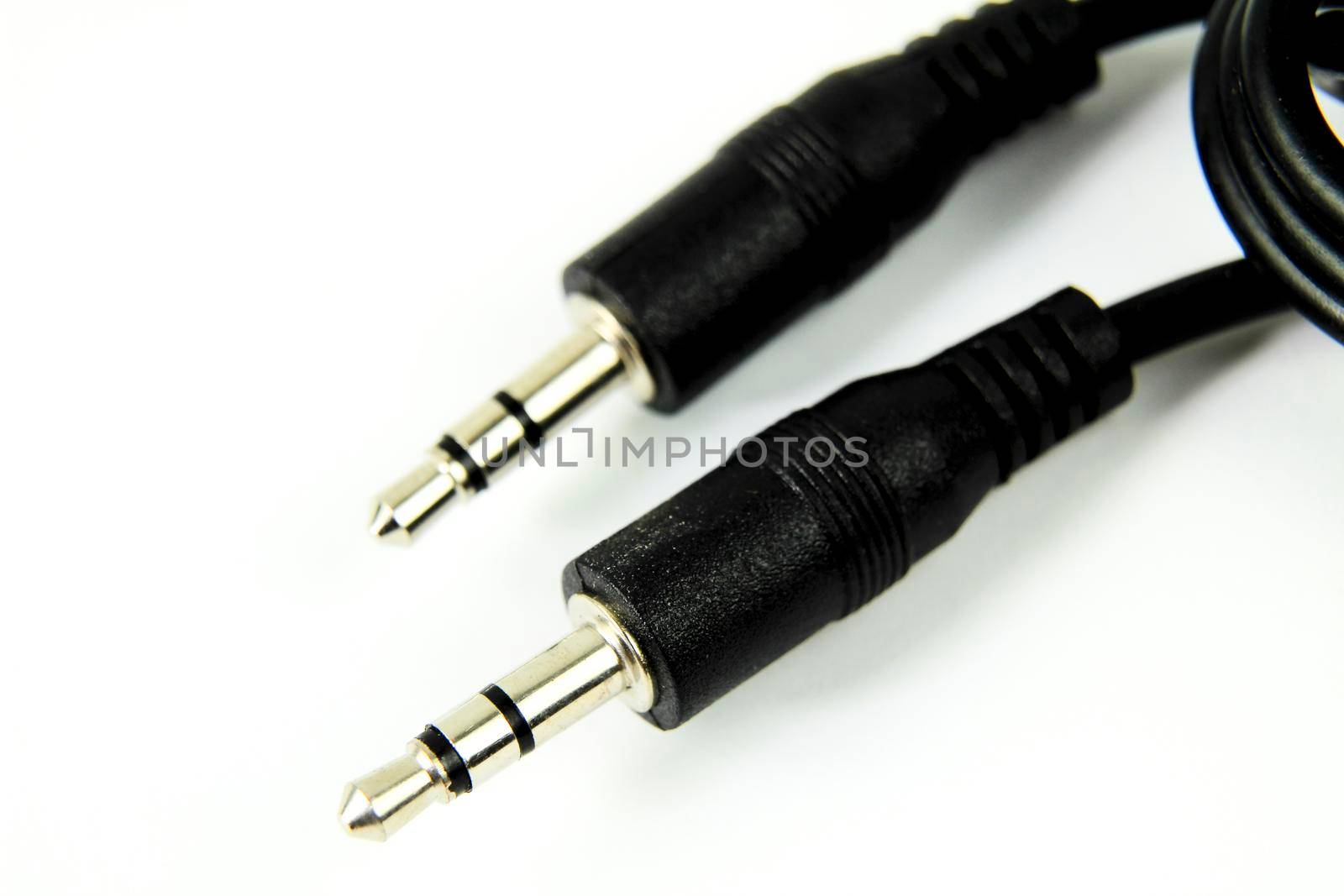 Black Mini jack connectors on white background