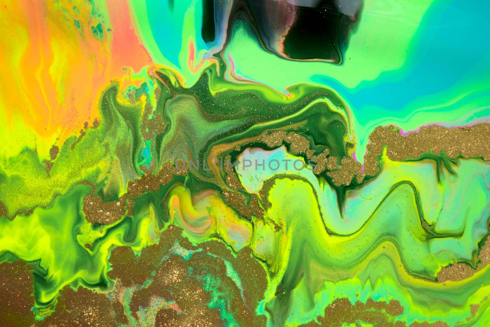 Gradient abstract liquid ink gradient pattern. Fluorescent liquid bright texture