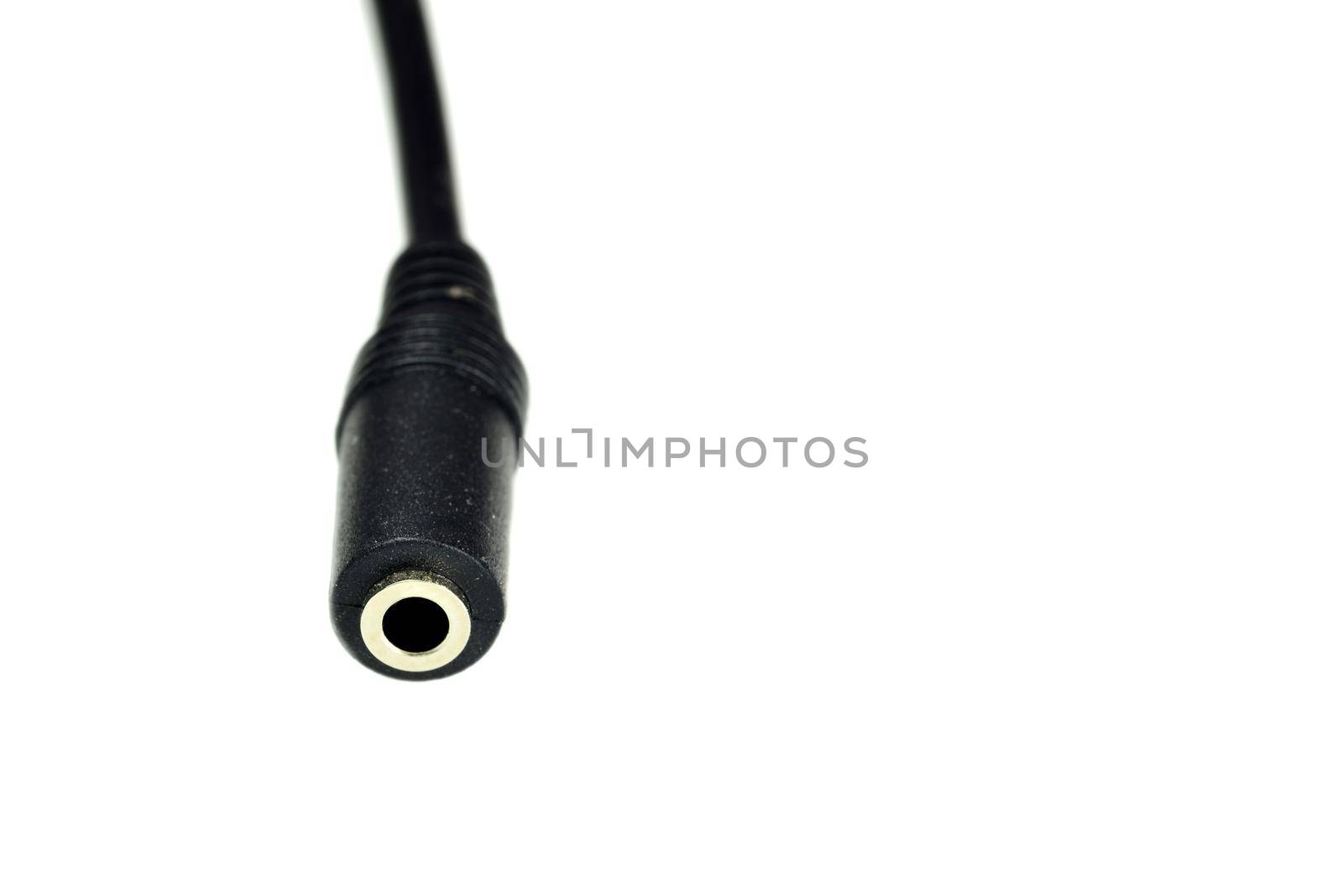 phone jack coupling in a closeup on a white background